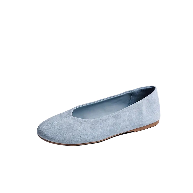 Minimal Suede Round Toe Ballet Flats