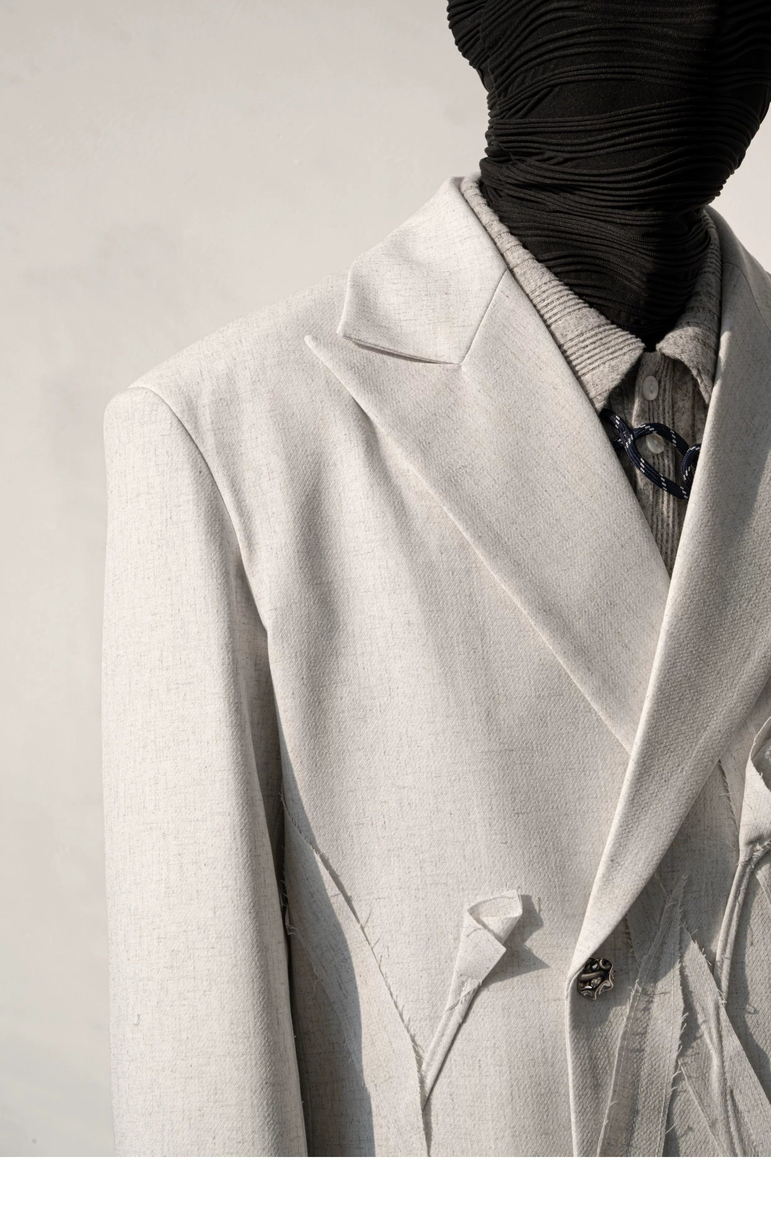 Ivory Bloom Sculpted Linen Blazer