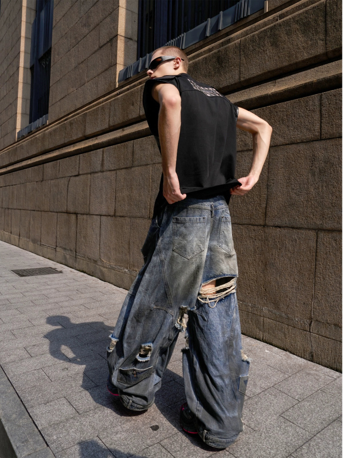 Shatterfade Ripped Wide Jeans