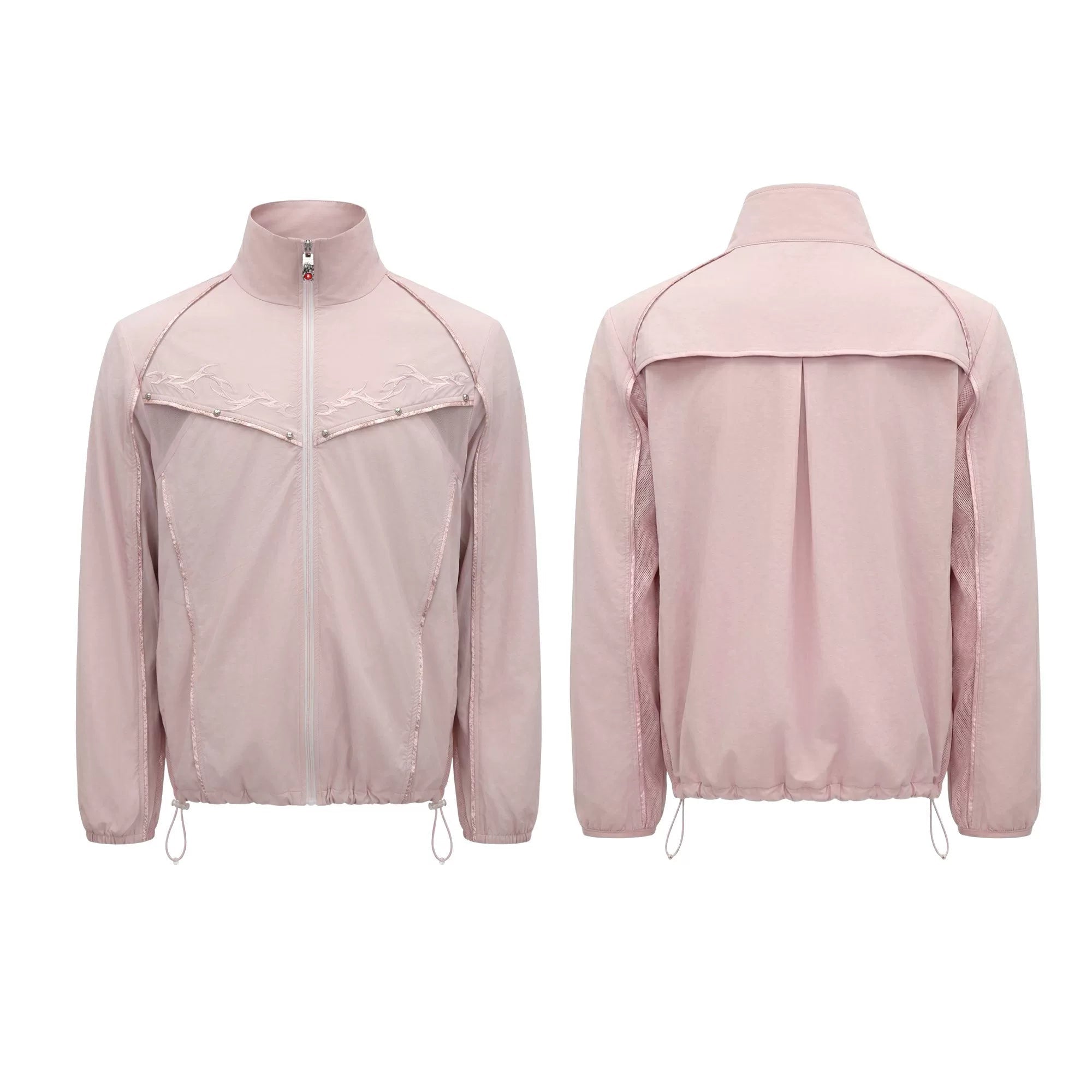 Embroidered Yoke Zip Front Windbreaker