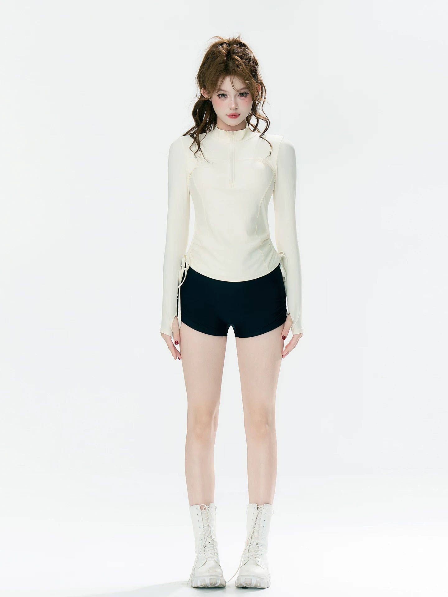 Ivory Crest Long-Sleeve Ruched Surf