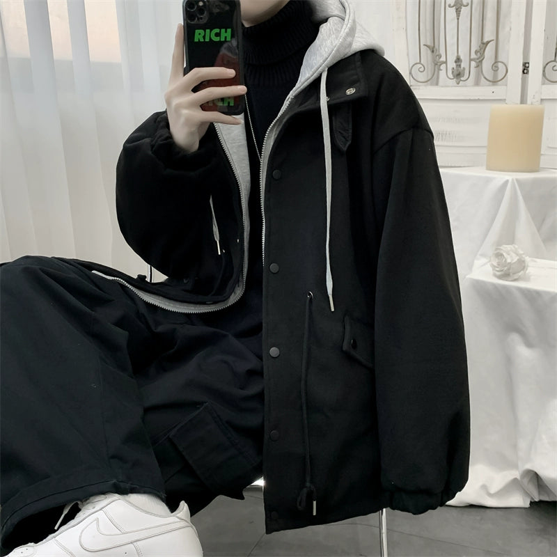 Oversized woolen hooded jacket