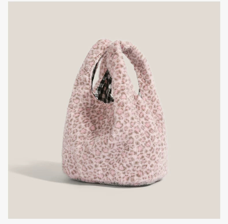Blush Snow Leopard Plush Tote