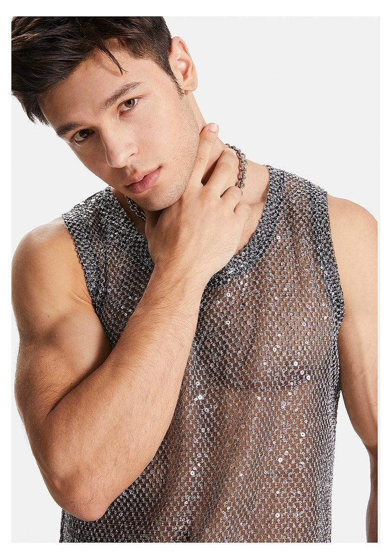 Metallic Mesh Tank Top