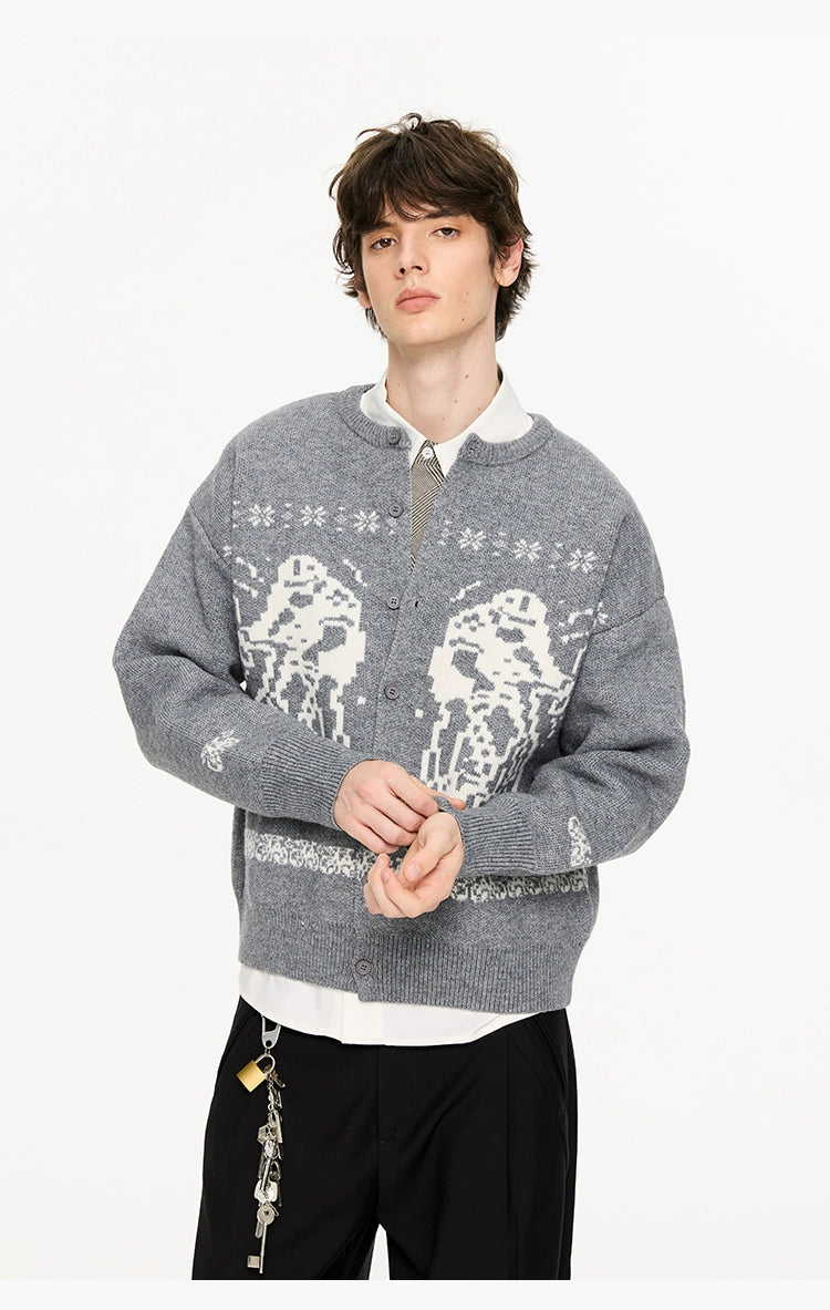 Arctic Fleece Animal Motif Button Cardigans and Sweaters