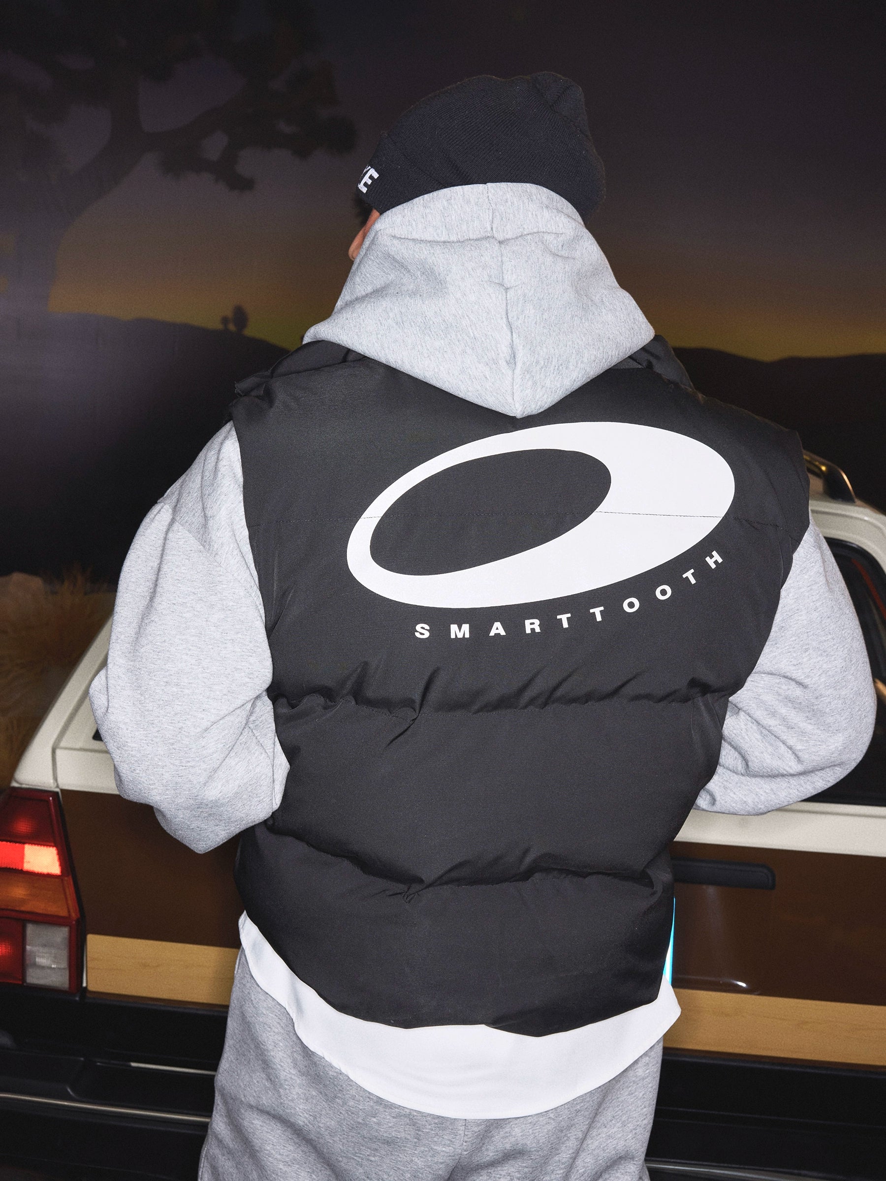 Sleeveless Puffer Vest with Patch Detailing