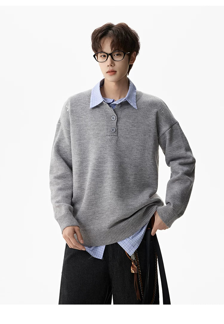 Campus Mist Henley Knit Sweater