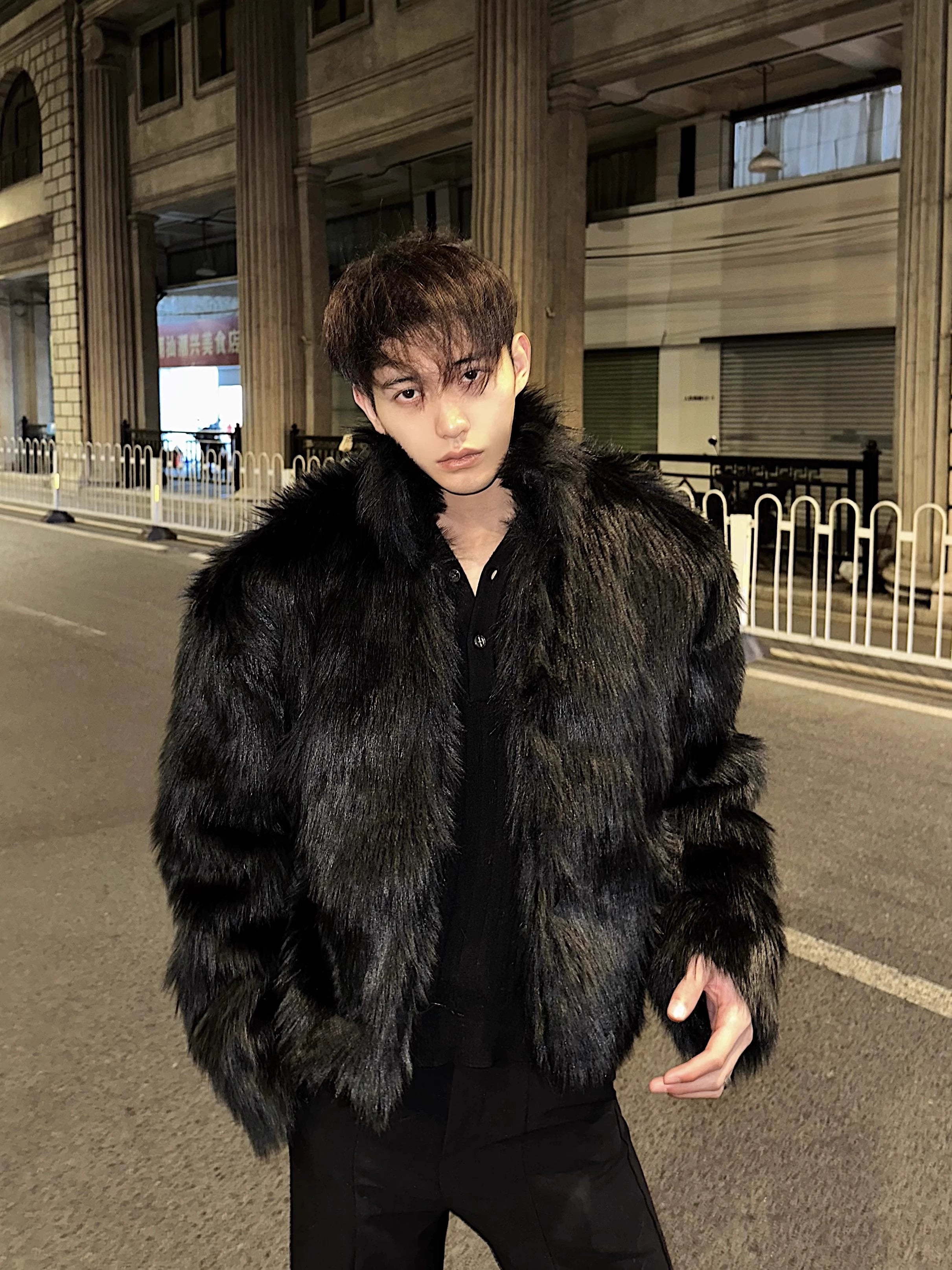 Brown Faux Fur Hooded Coat