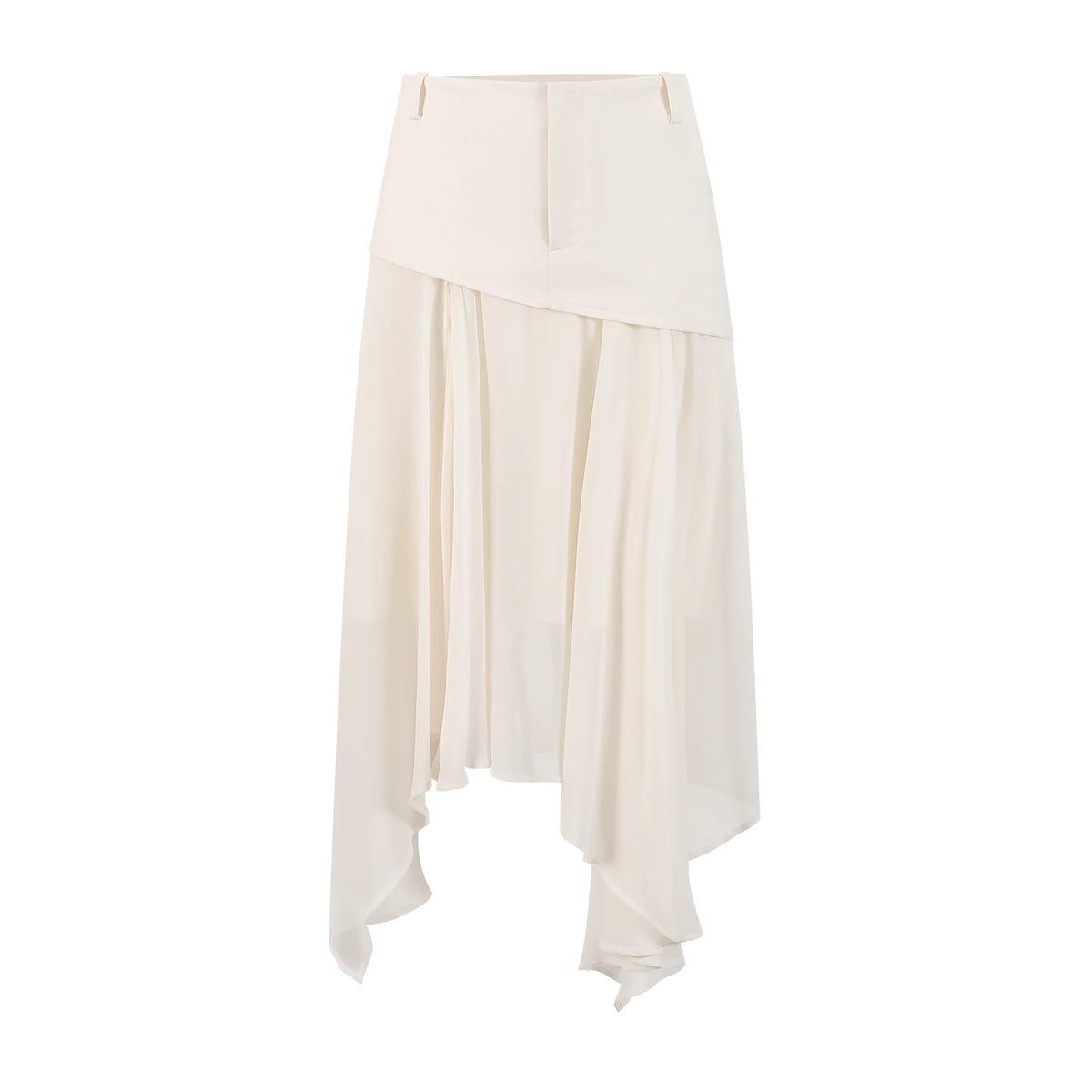 Desert Veil Asymmetric Pleated Midi Skirt