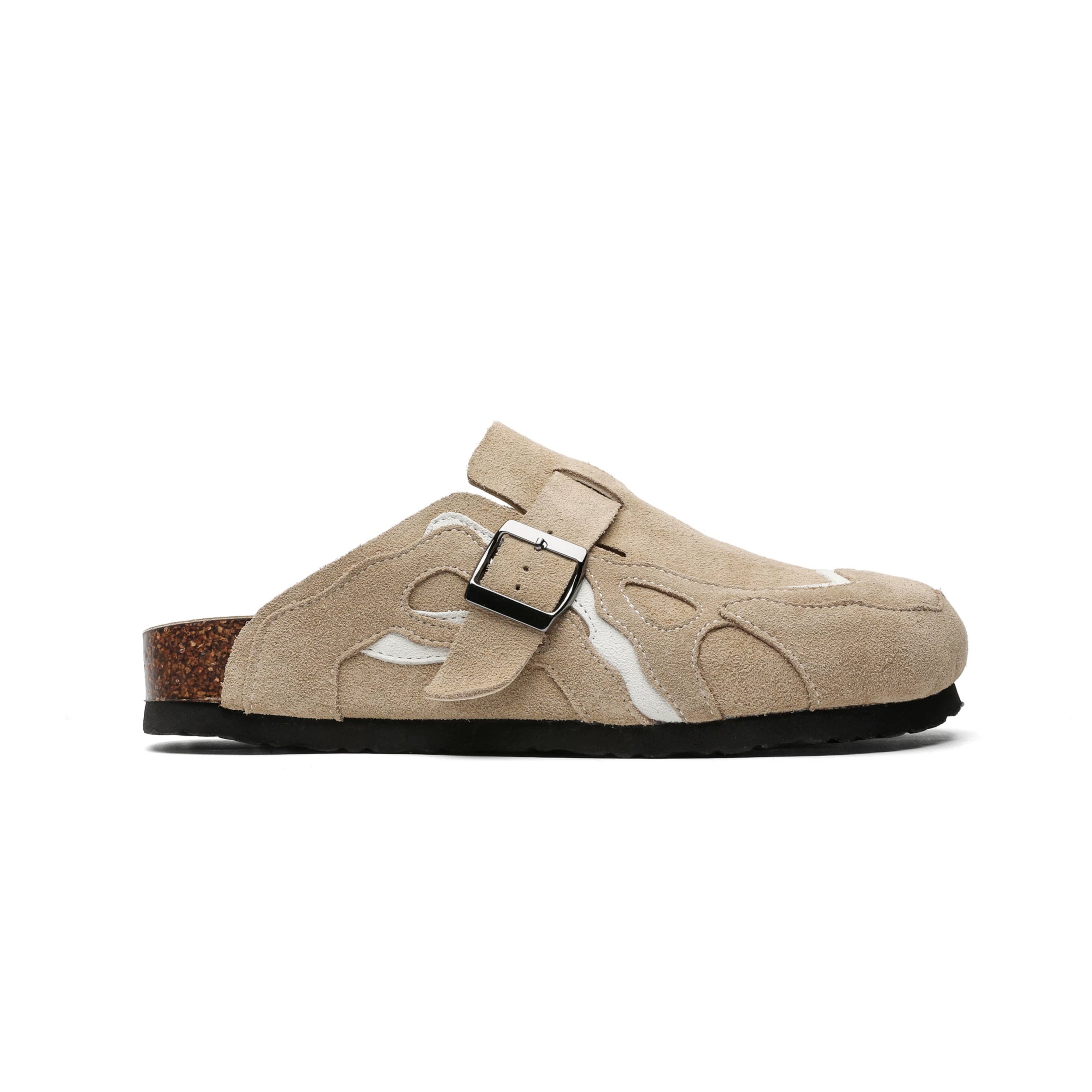 Suede Buckle Cork Footbed Clogs