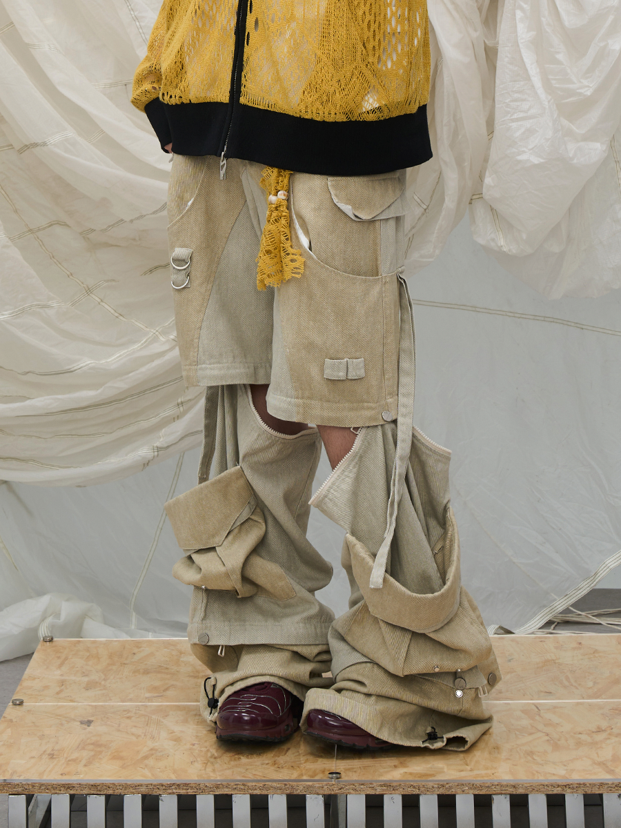 Convertible Panel Cargo Wide Leg Pants