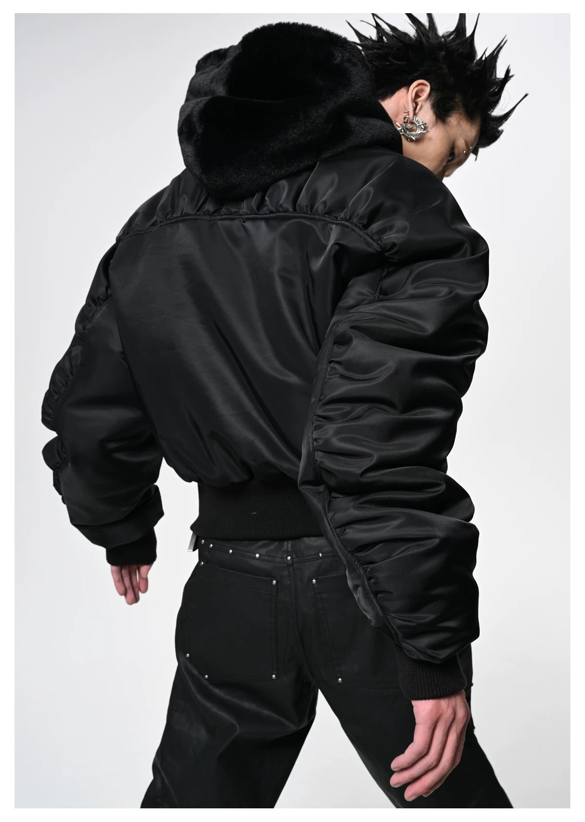 Obsidian Cocoon Hooded Bomber Jacket