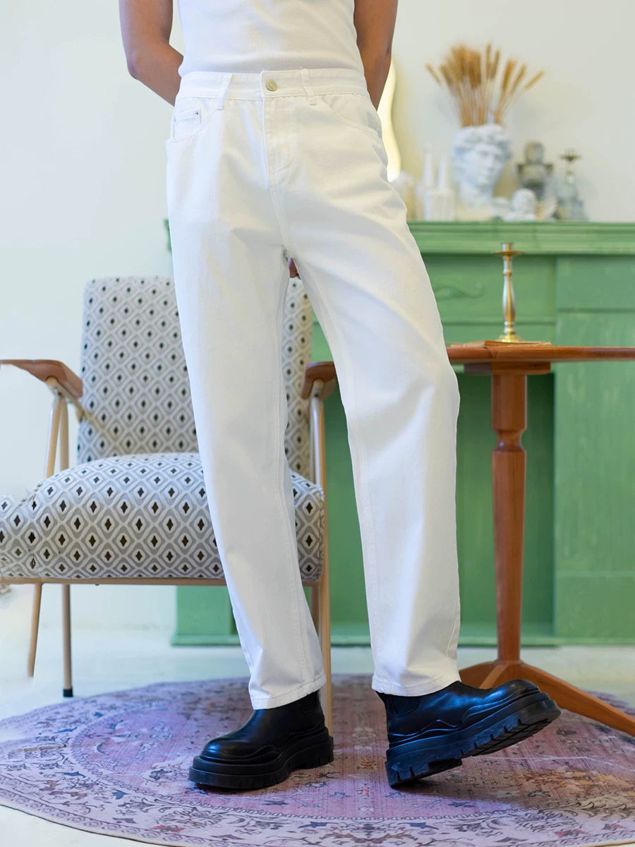 Gallery White Straight-Leg Denim Pants