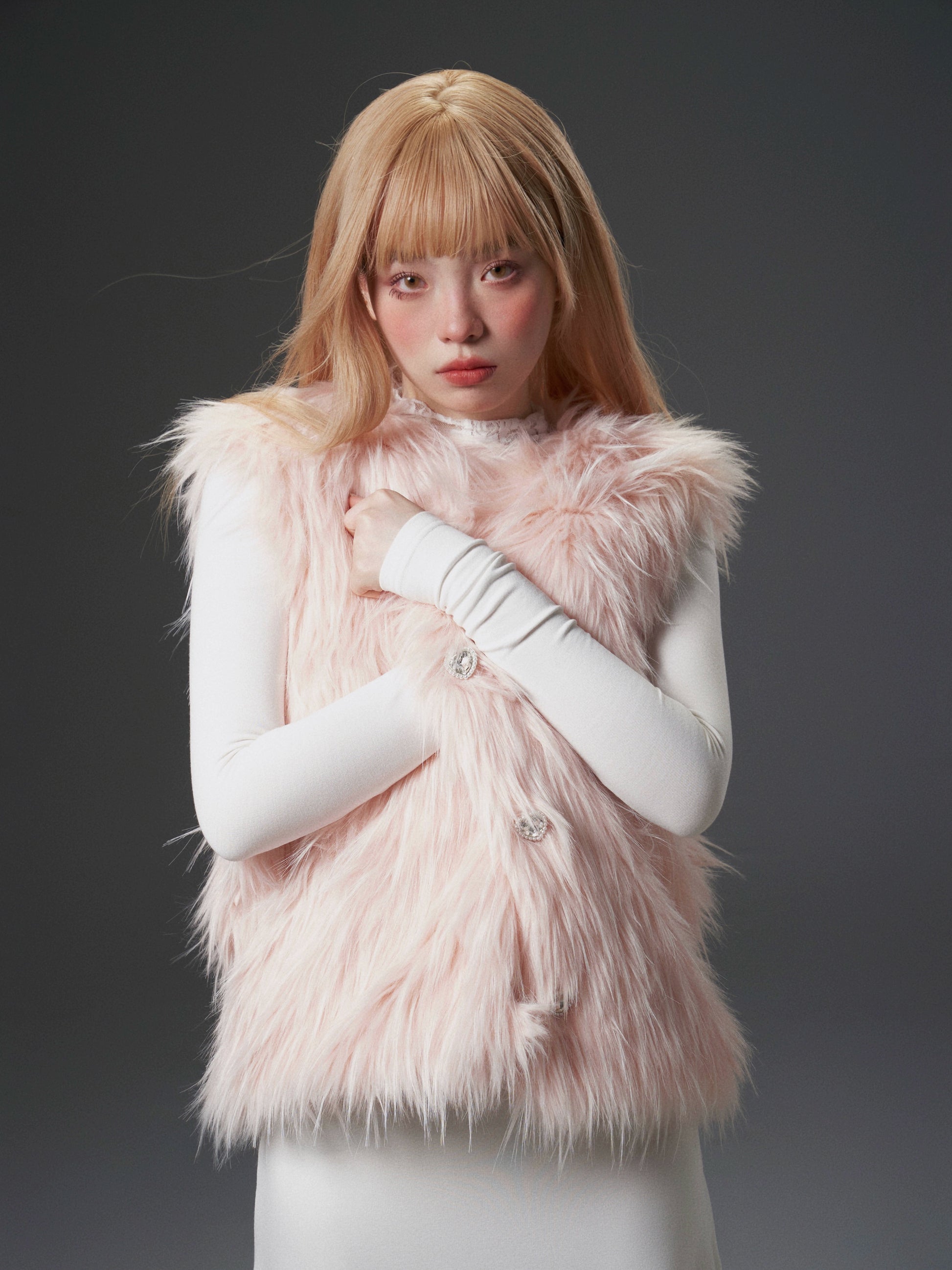 Pink Faux Fur Coat