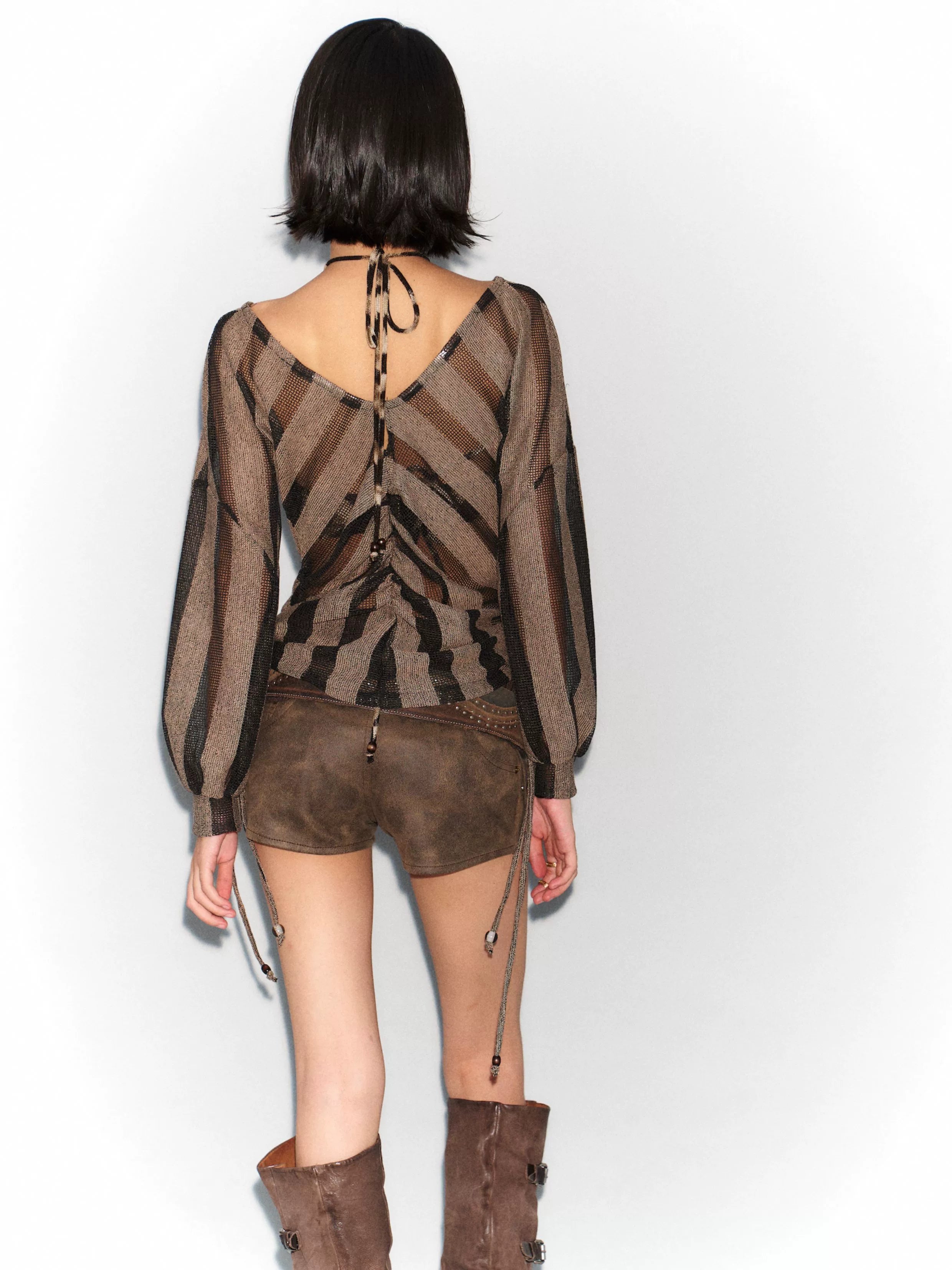 Bronze Mirage Stripe Drape Top