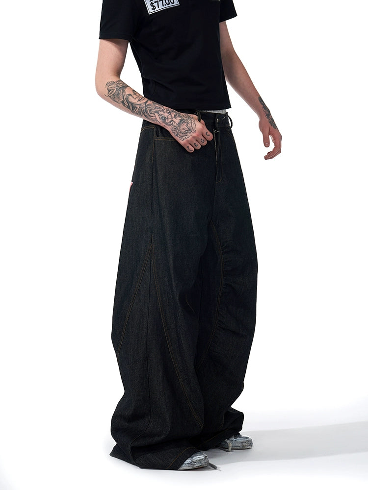 Black Pink Wide Leg Graphic Pants