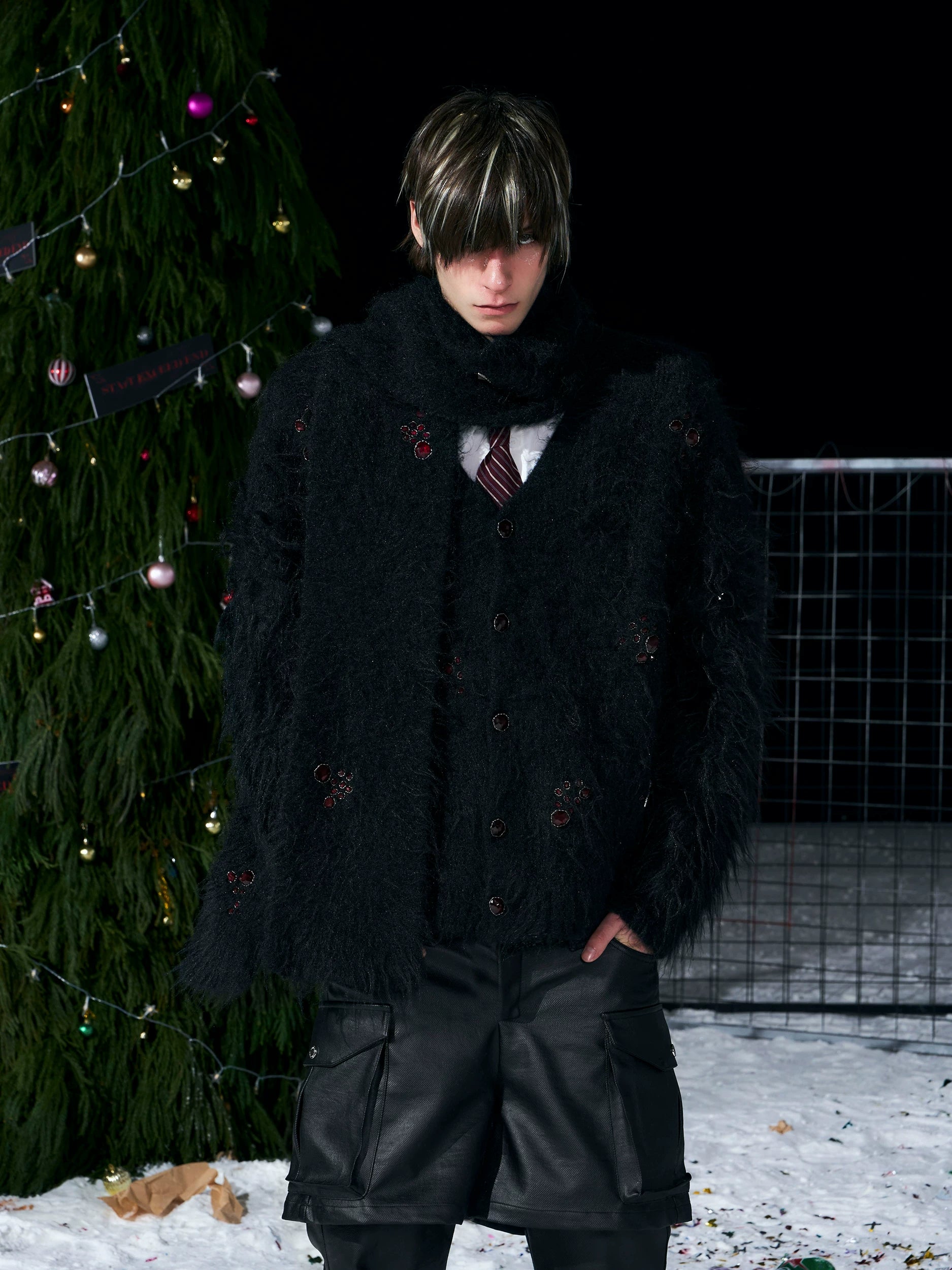 Blizzard Faux‑Fur Holiday Cardigan
