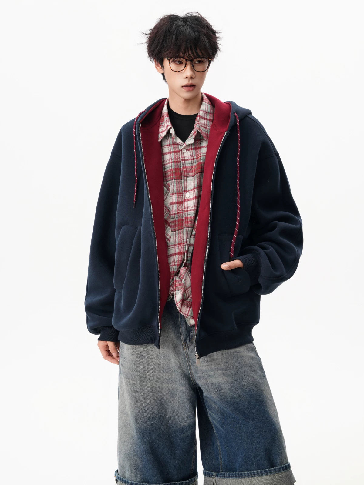 Echo Cord Contrast Zip Hoodie