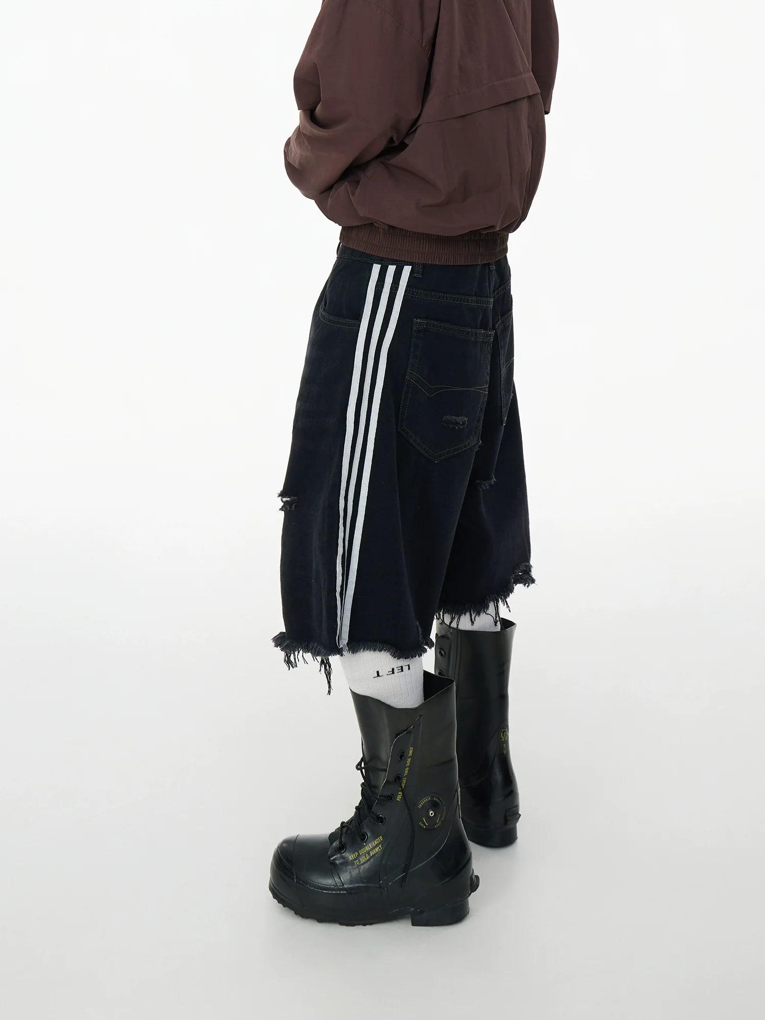 Distressed Black Denim Jorts