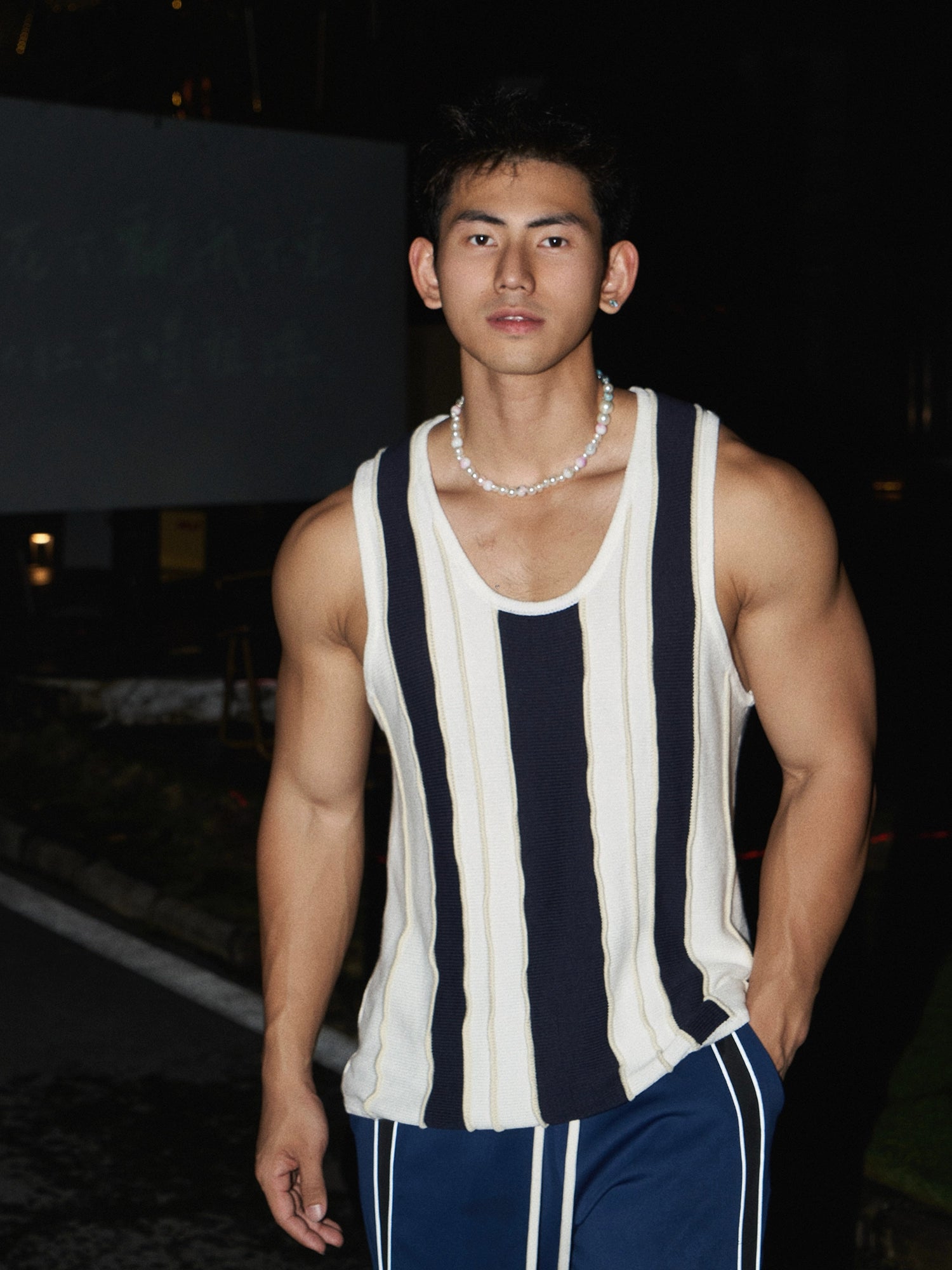 Vertical Striped Knit Tank Top