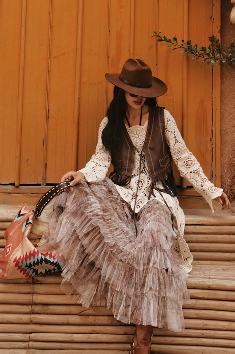 Boho Crochet Lace High-Low Tunic