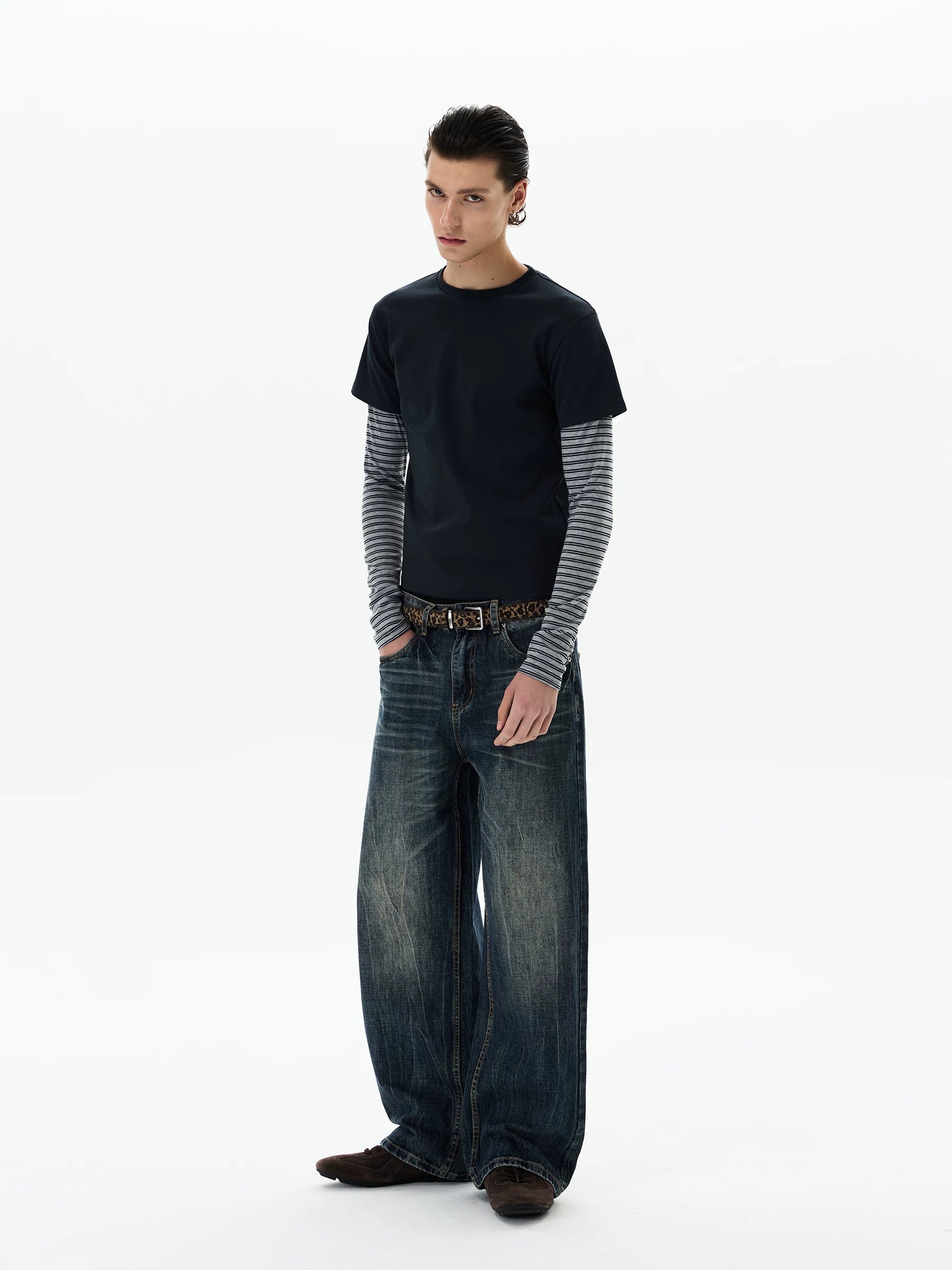 Shadow Stripe Layered Long Sleeve Tee