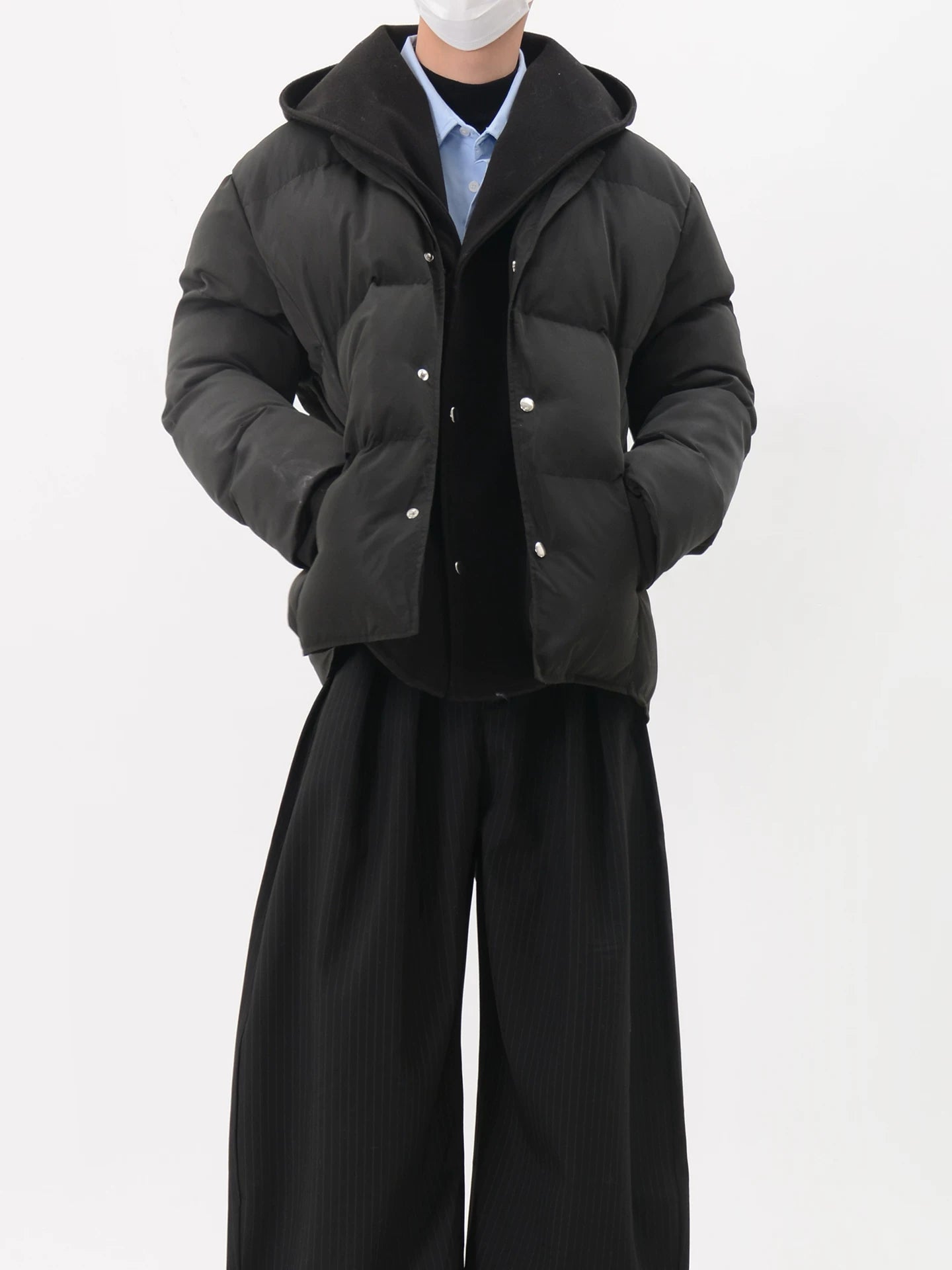 Hooded Snap-Button Puffer Jacket