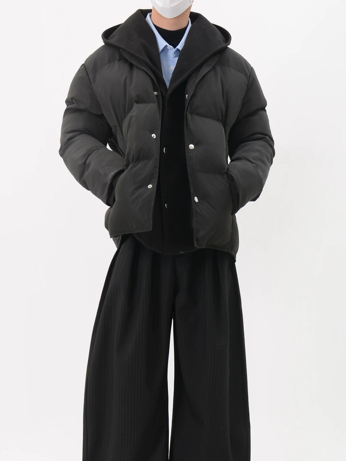 Hooded Snap-Button Puffer Jacket