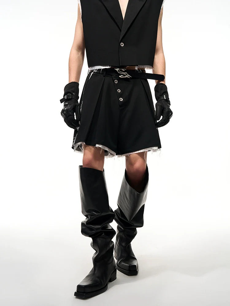 Cropped Black Sleeveless Blazer and Pants Setup