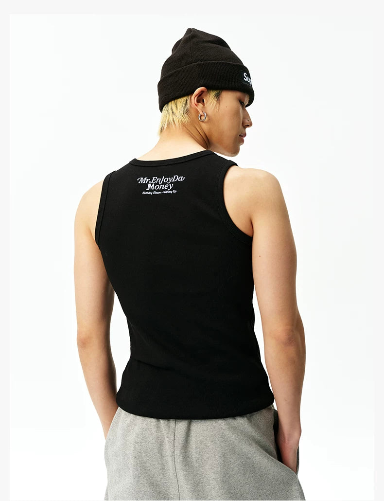 Logo Print Ribbed Tank Top