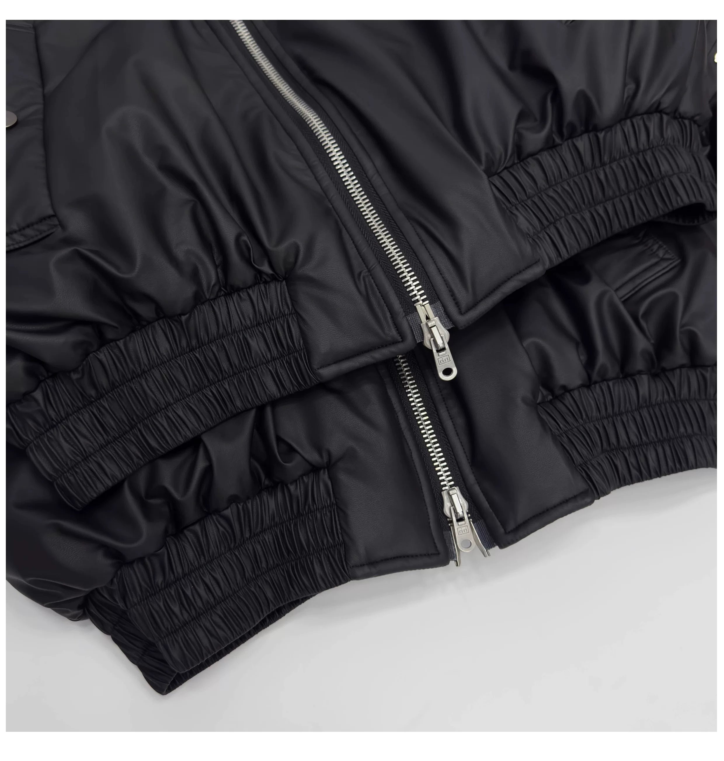 Midnight Rivet Hooded Puffer Bomber