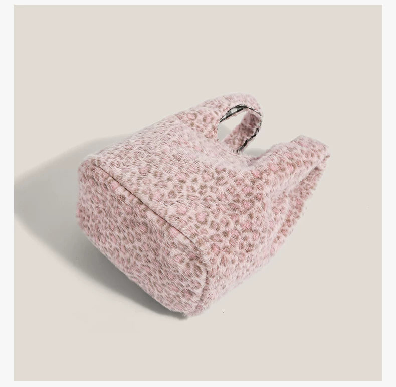 Blush Snow Leopard Plush Tote