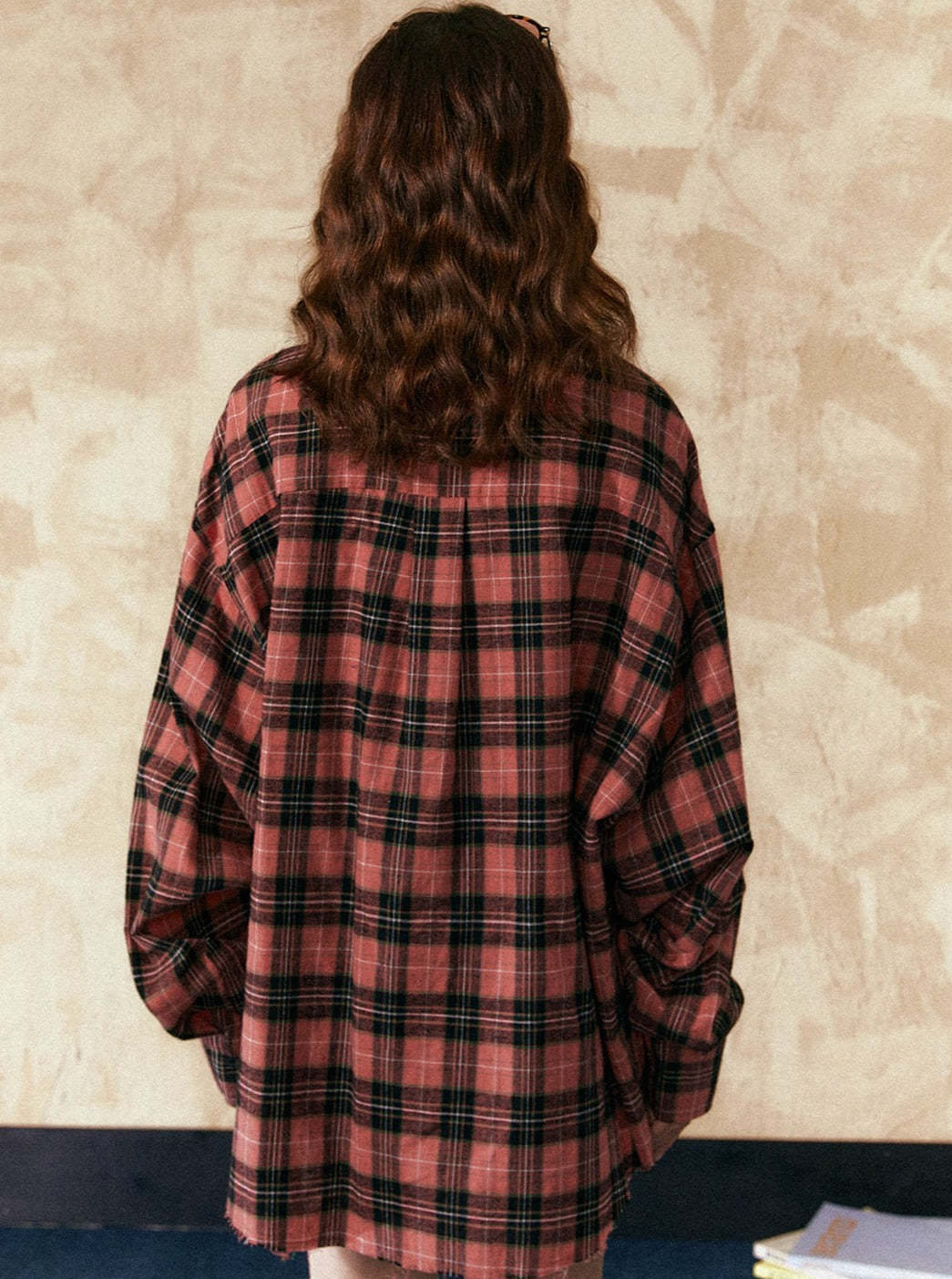 Two-Color Wide Checkered Shirt - chiclara