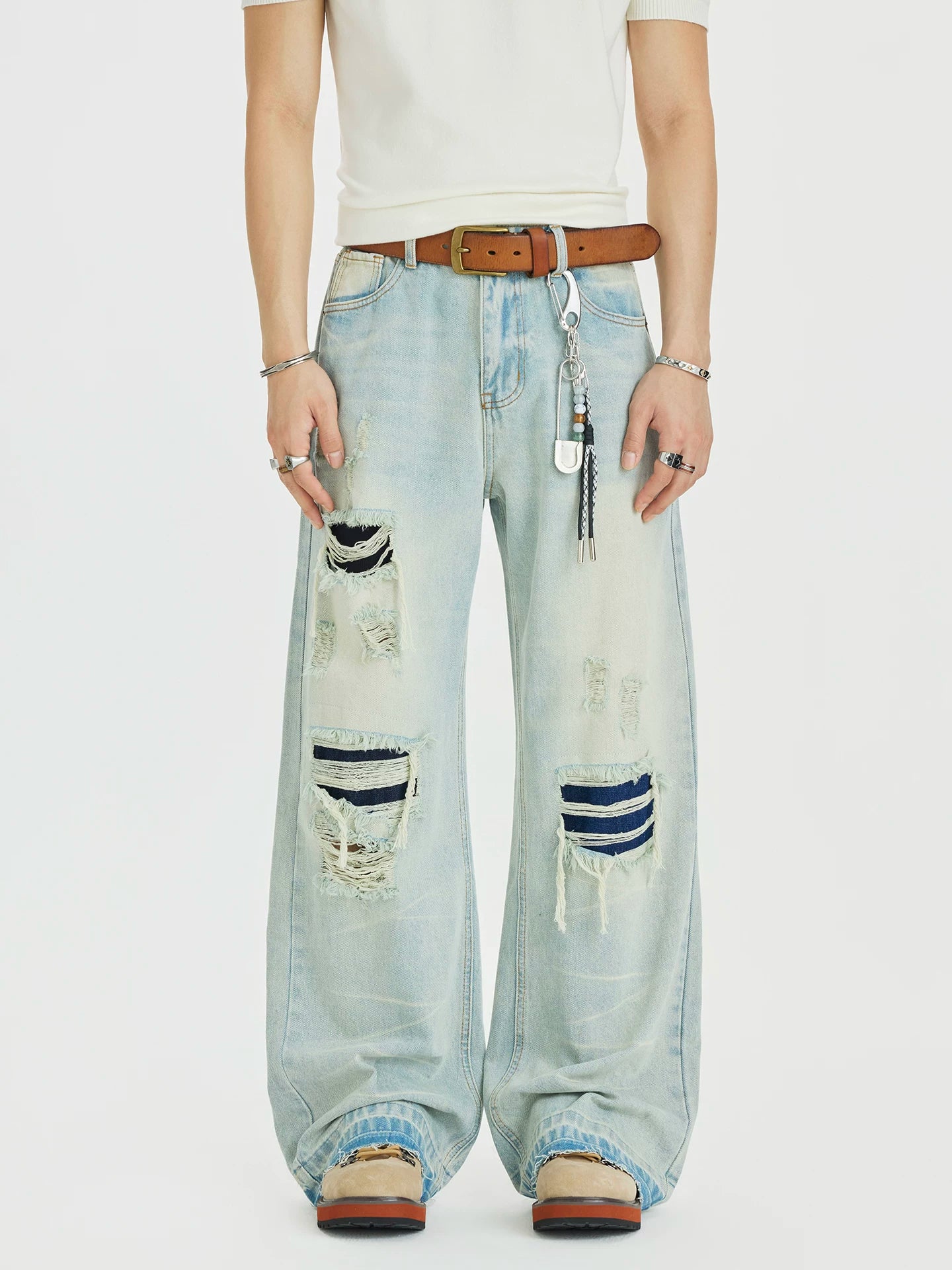 Tidal Rip Patchwork Wide Jeans