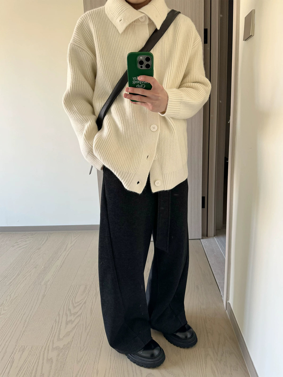 Bennett High-Neck Ribbed Knit Cardigan
