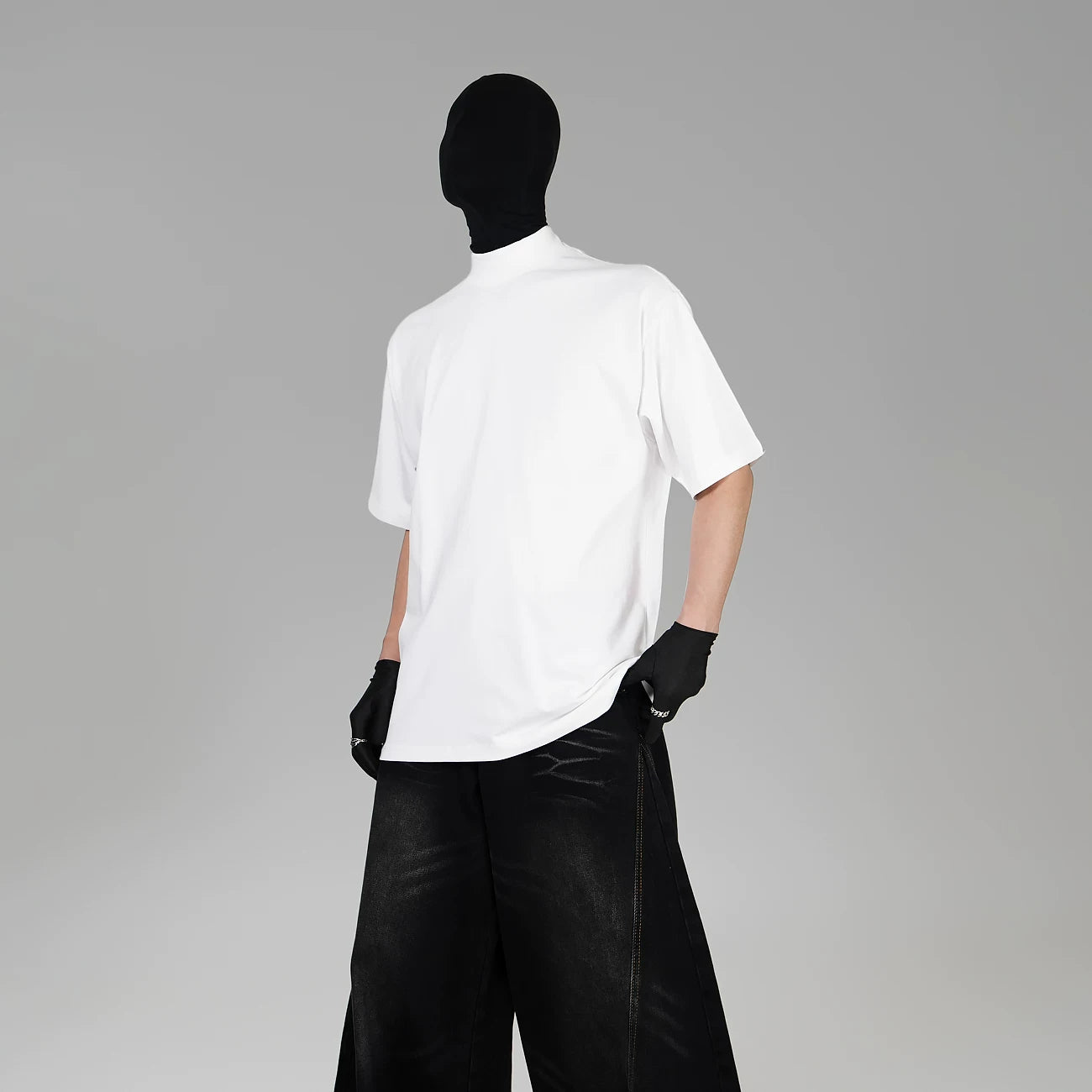 Blank Signal High‑Neck Oversized Tee