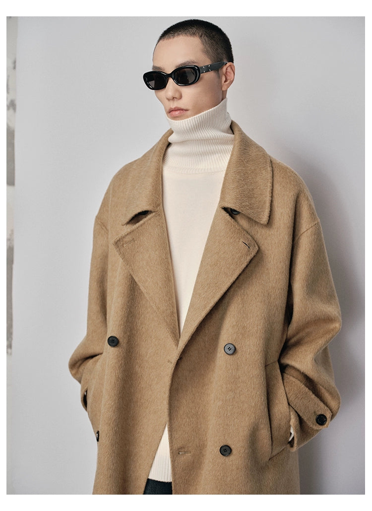 Double-Breasted Small Lapel Double-Faced Wool Coat