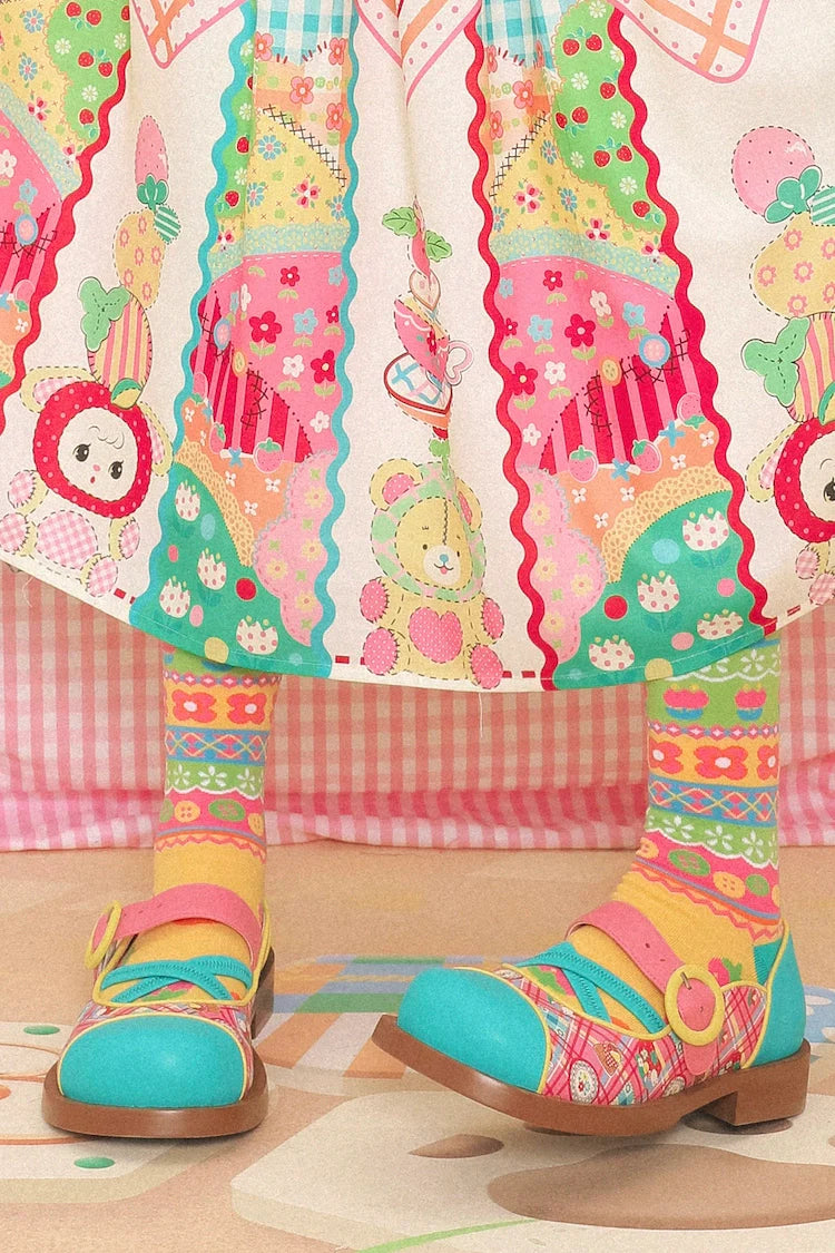Sweet Strawberry Fair Isle Summer Socks