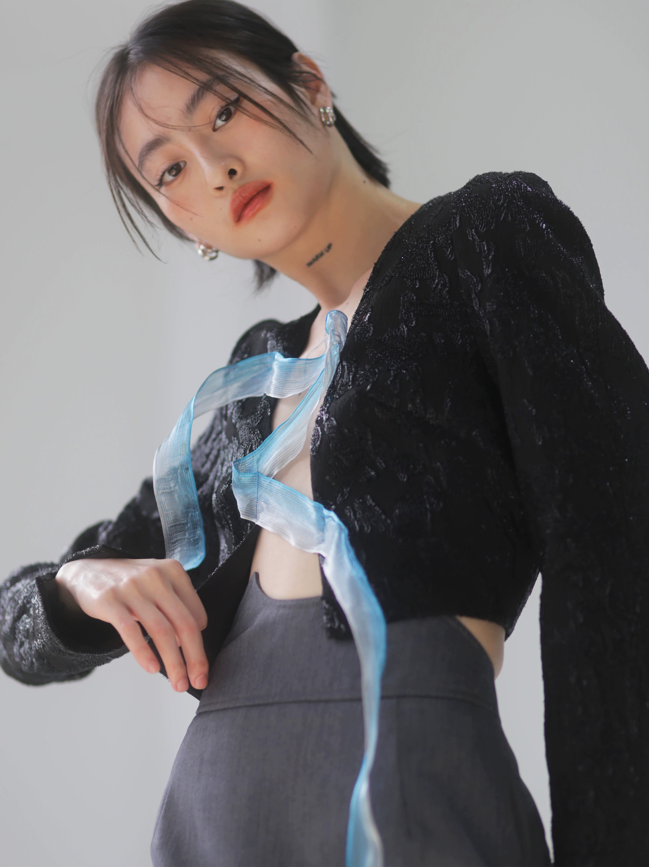 Slate Drape Tulip Midi Skirt