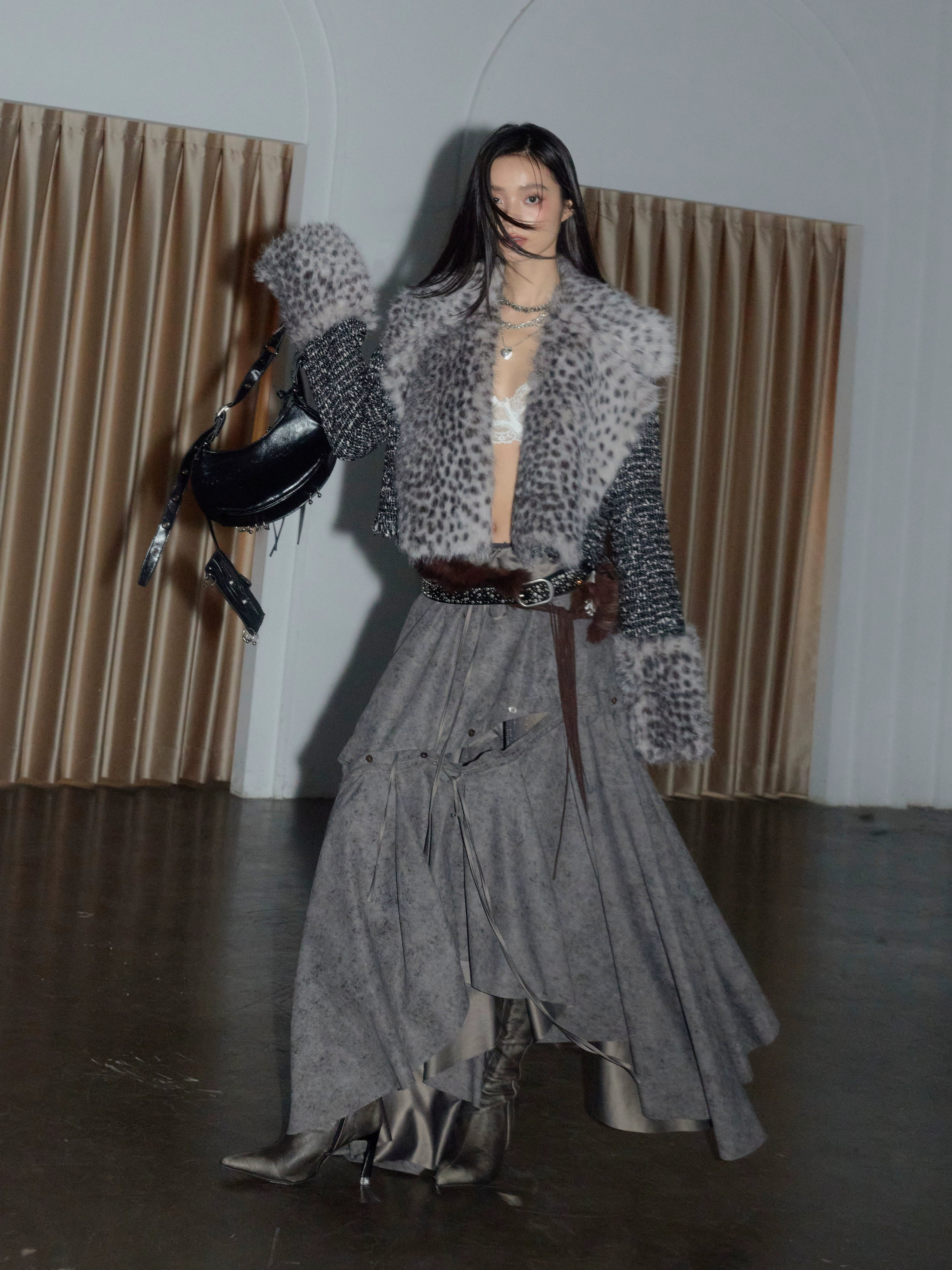 Mist Alloy Draped Midi Skirt