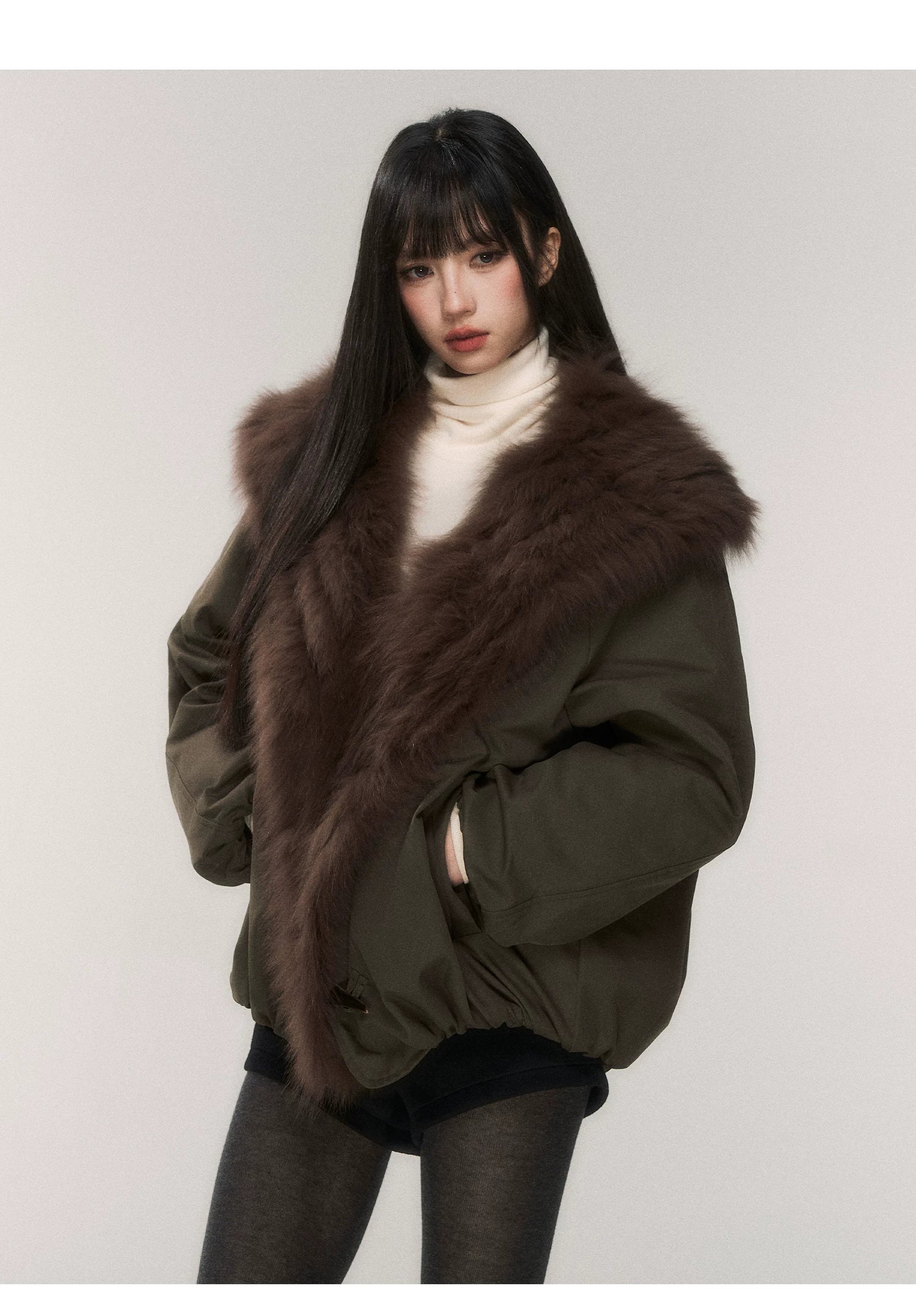 Forest Empress Faux Fur Collar Parka