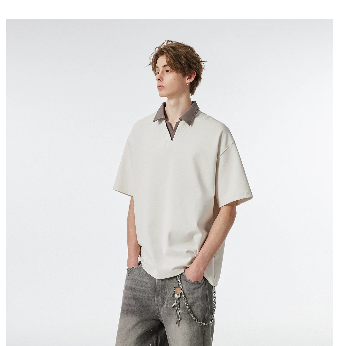 Contrast Collar Club Knit Polo Tee