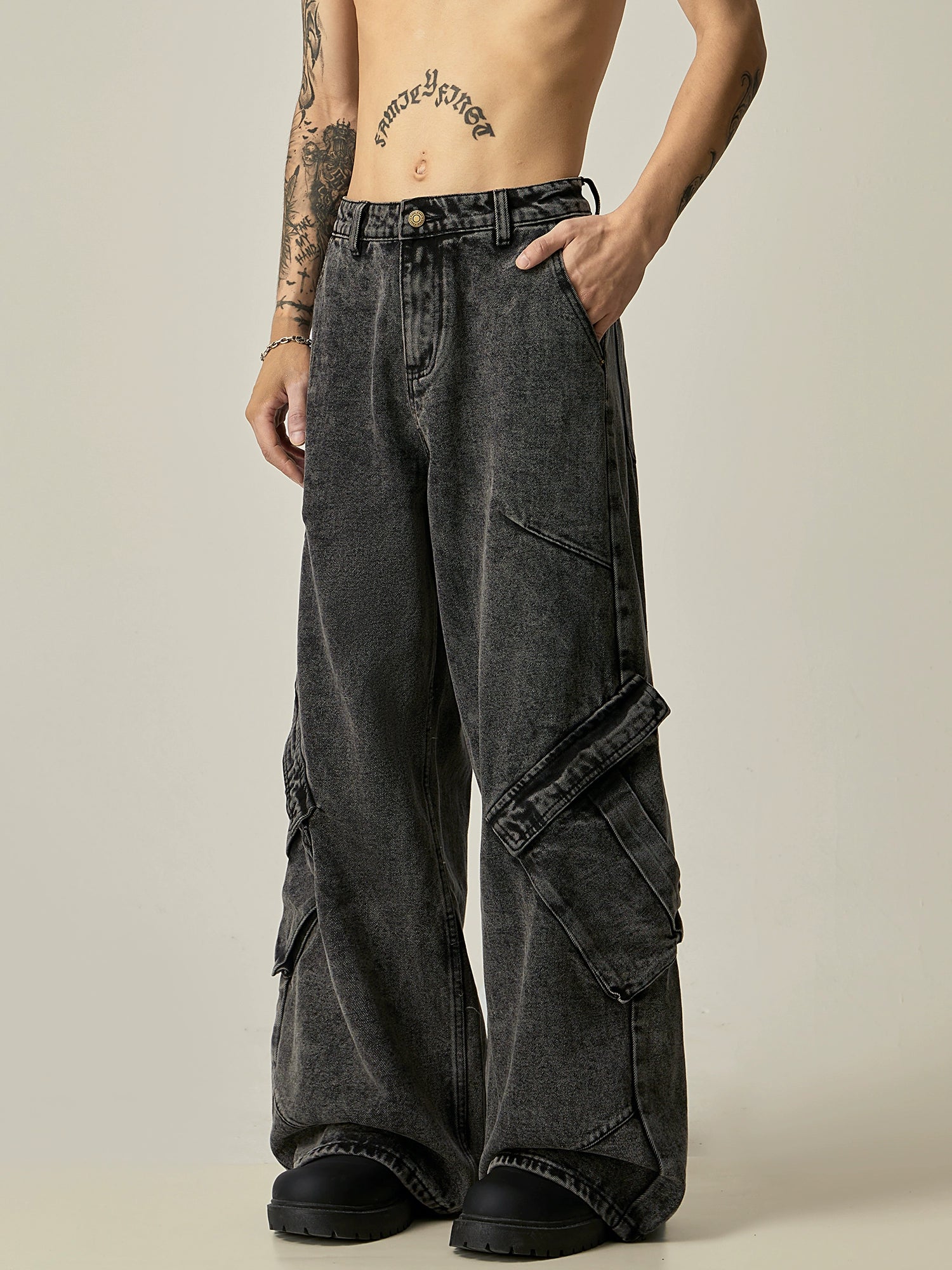 Obsidian Surge Cargo Wide Jeans