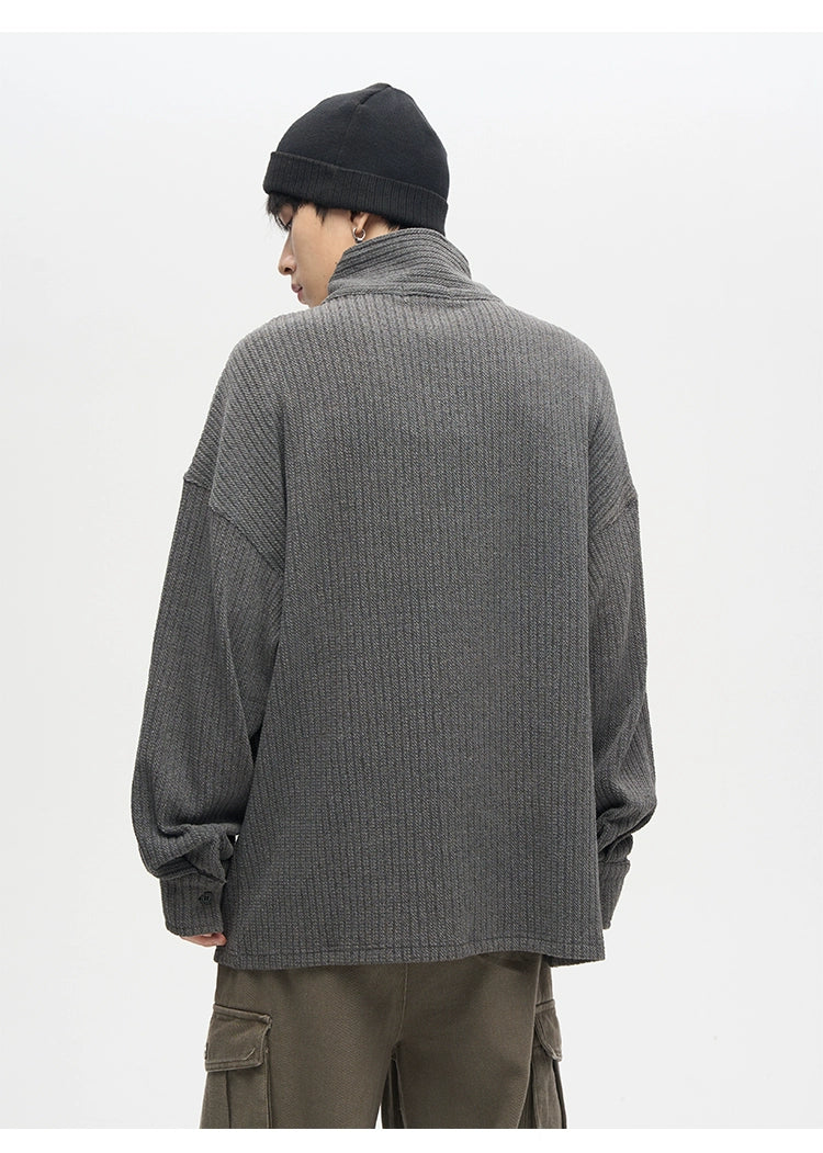 Quarter Zip Ribbed Cup Knit Sweater