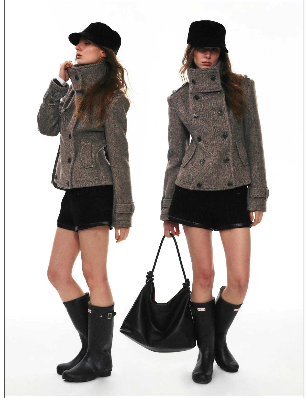Herringbone Tweed Peacoat Jacket