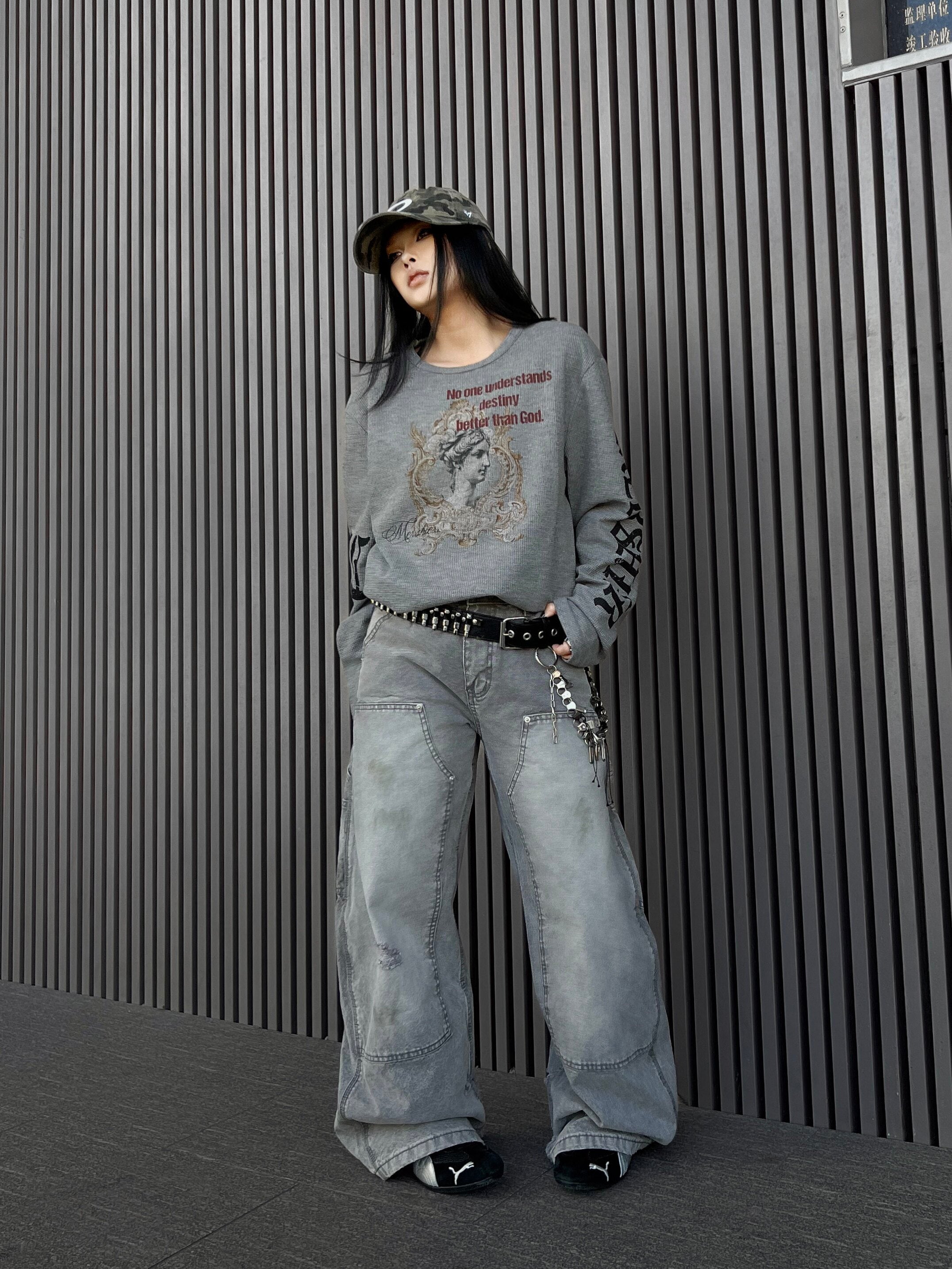 Men's Waffle Oversized Long-Sleeve Tee