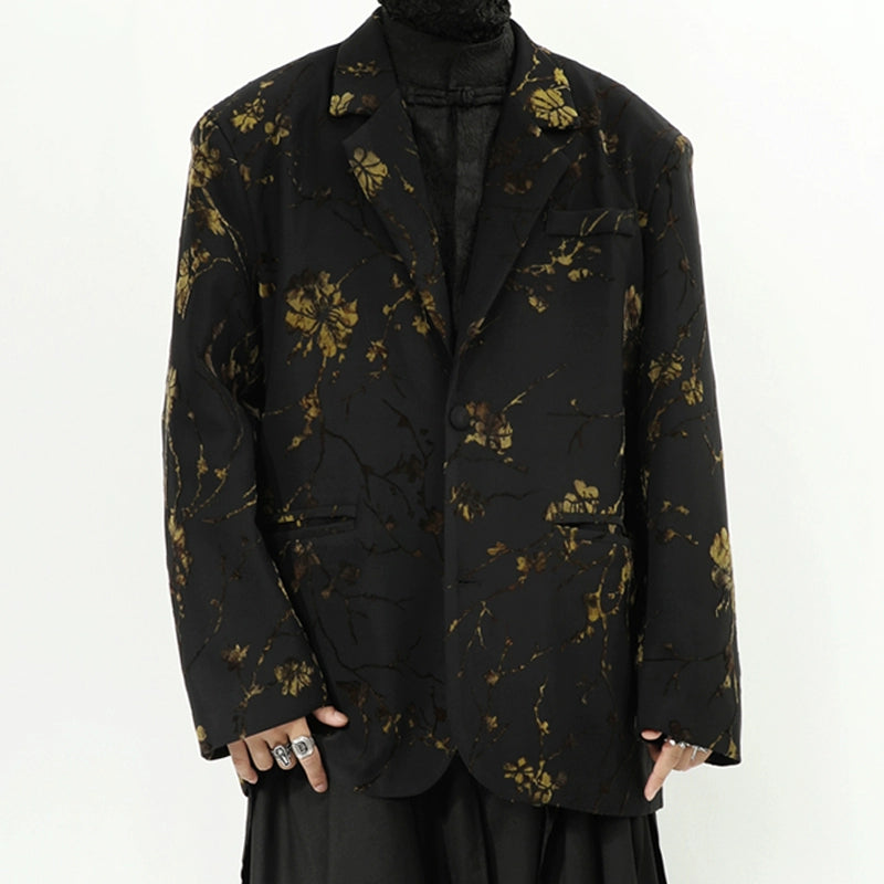 Black Gold Floral Blazer Jacket