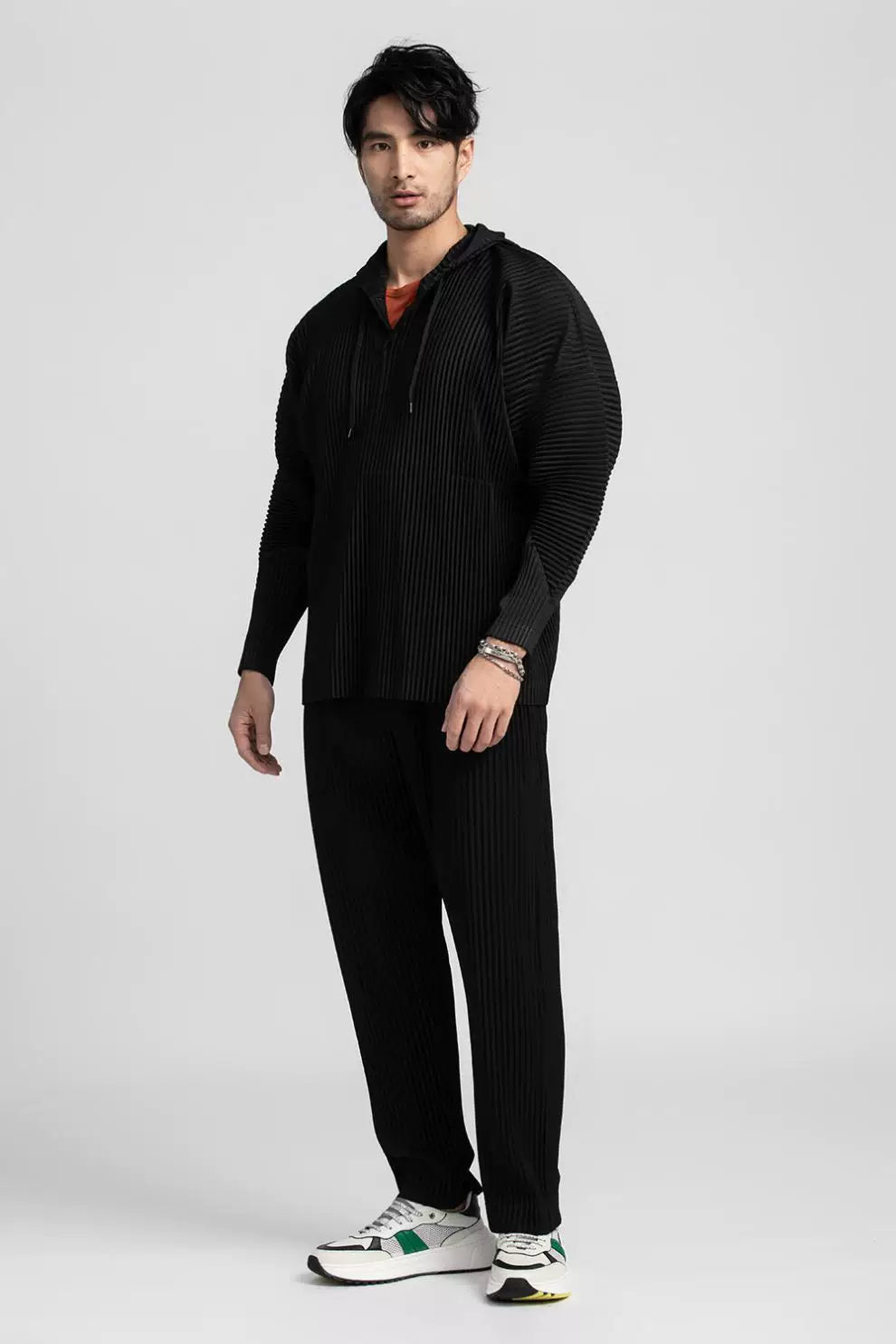 Glacier Wave Pleated Hoodie