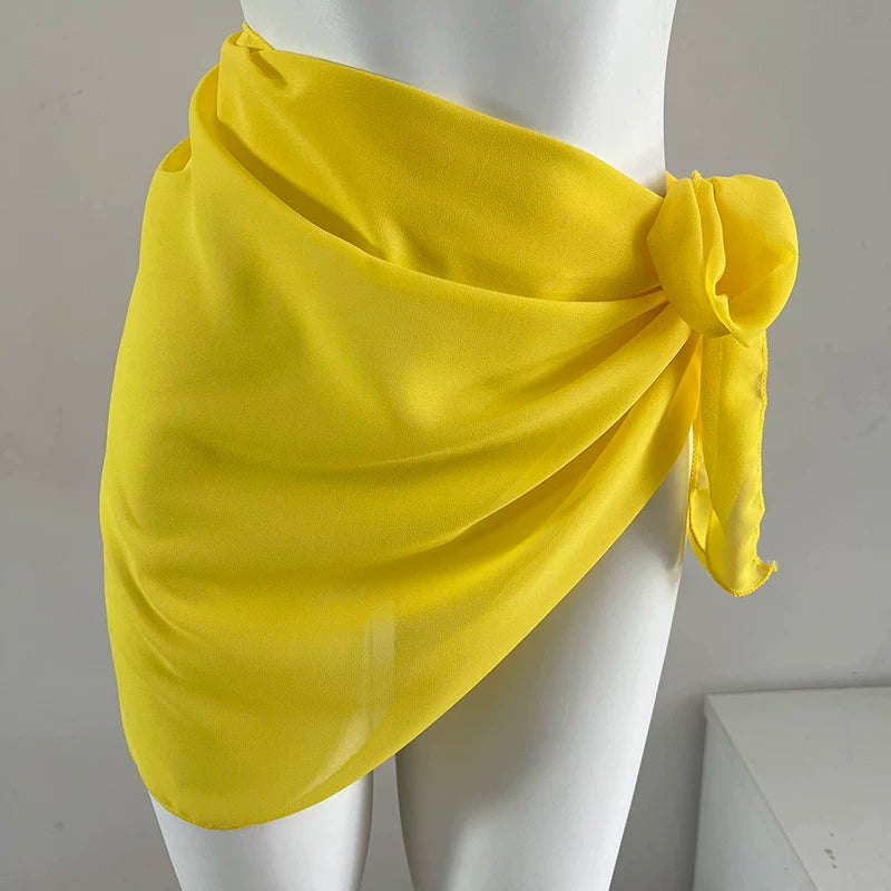 Sunburst Sheer Tie-Front Beach Sarong