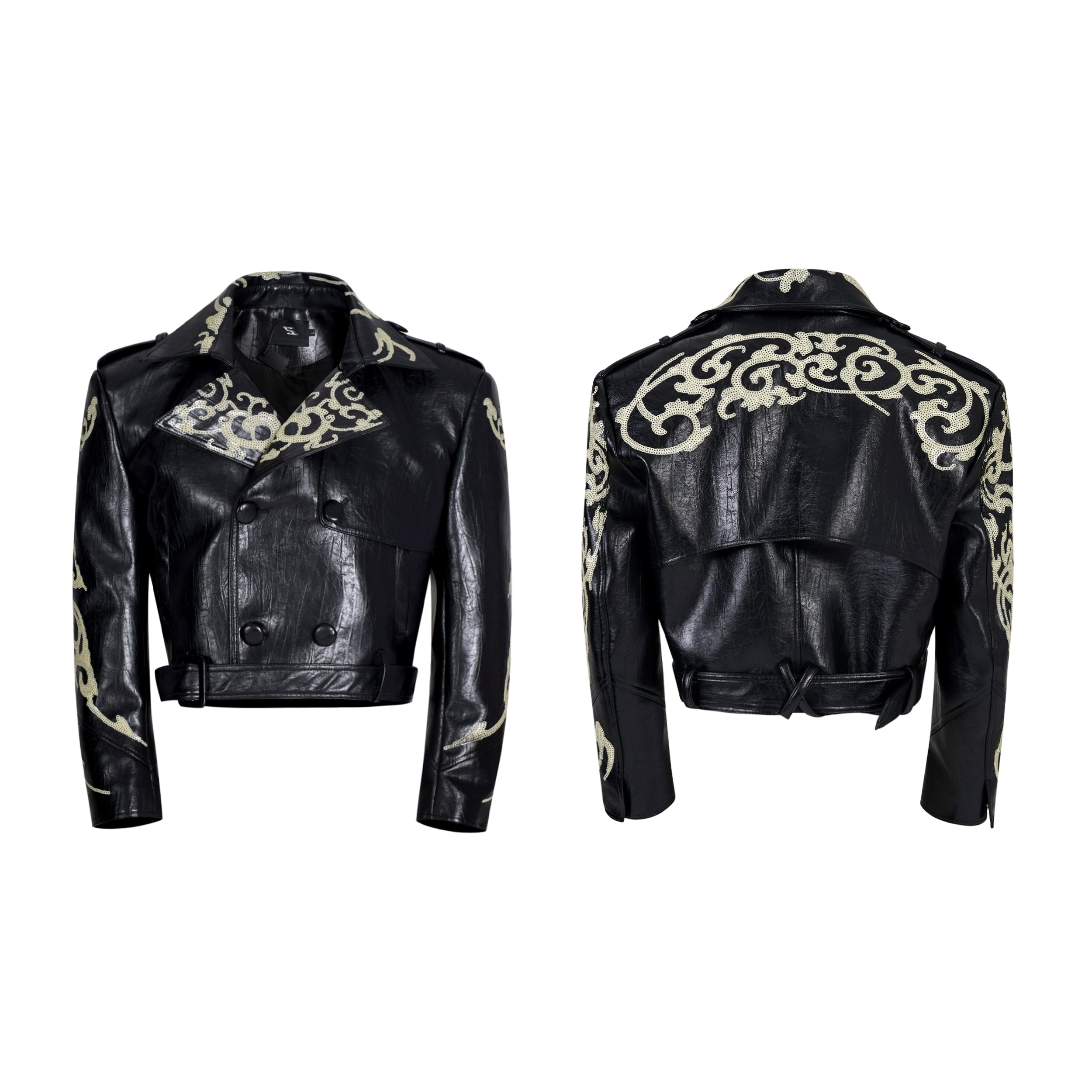 Cropped Faux Leather Trench
